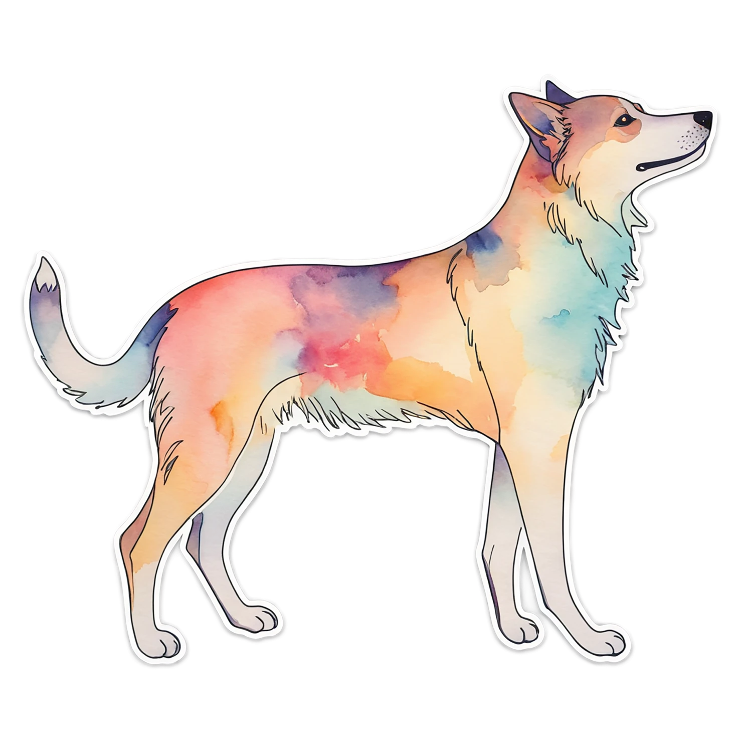 Dog watercolor sticker isolated on transparent background #15251