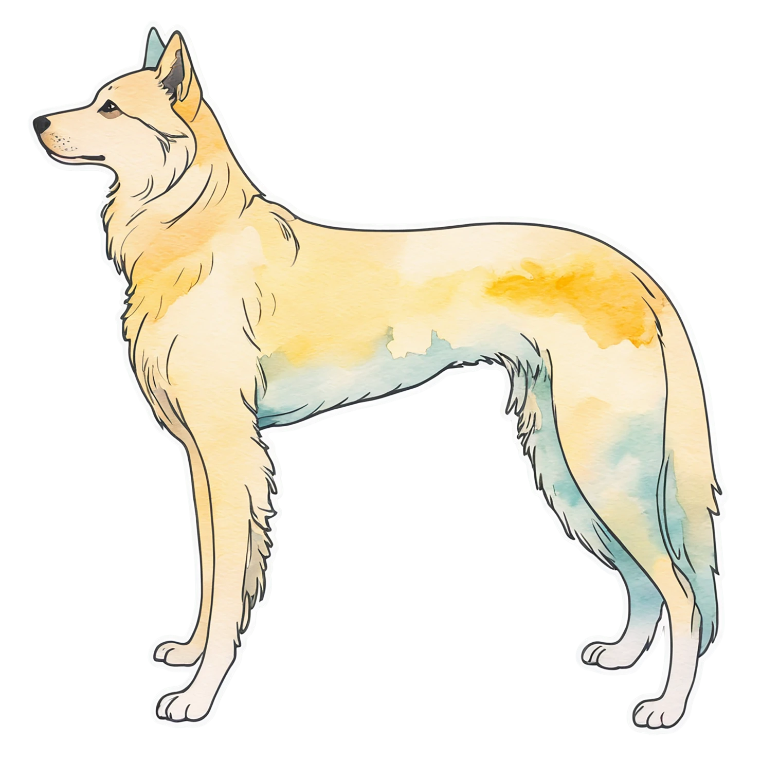 Dog watercolor sticker isolated on transparent background #15253