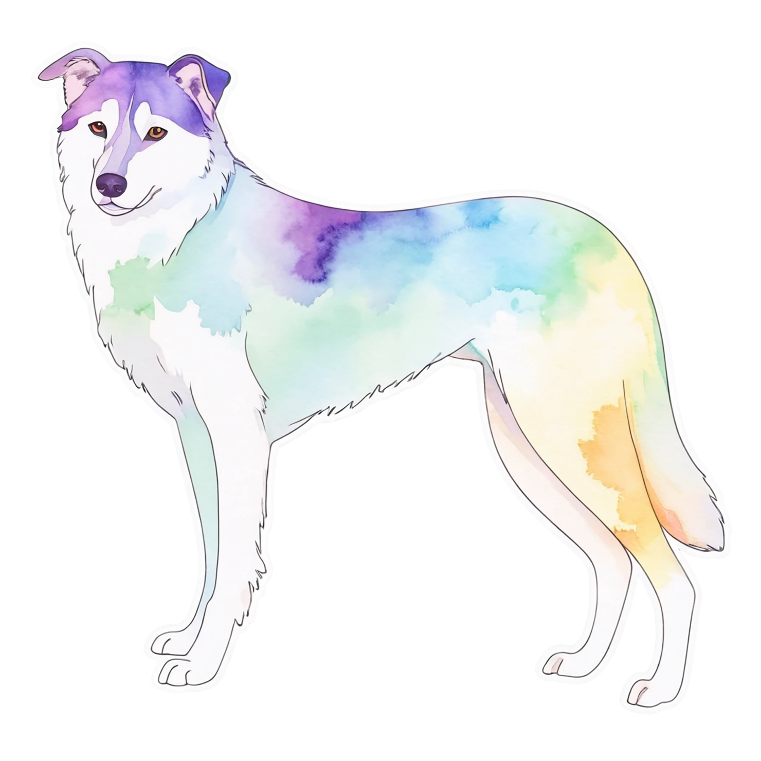 Dog watercolor sticker isolated on transparent background #15260