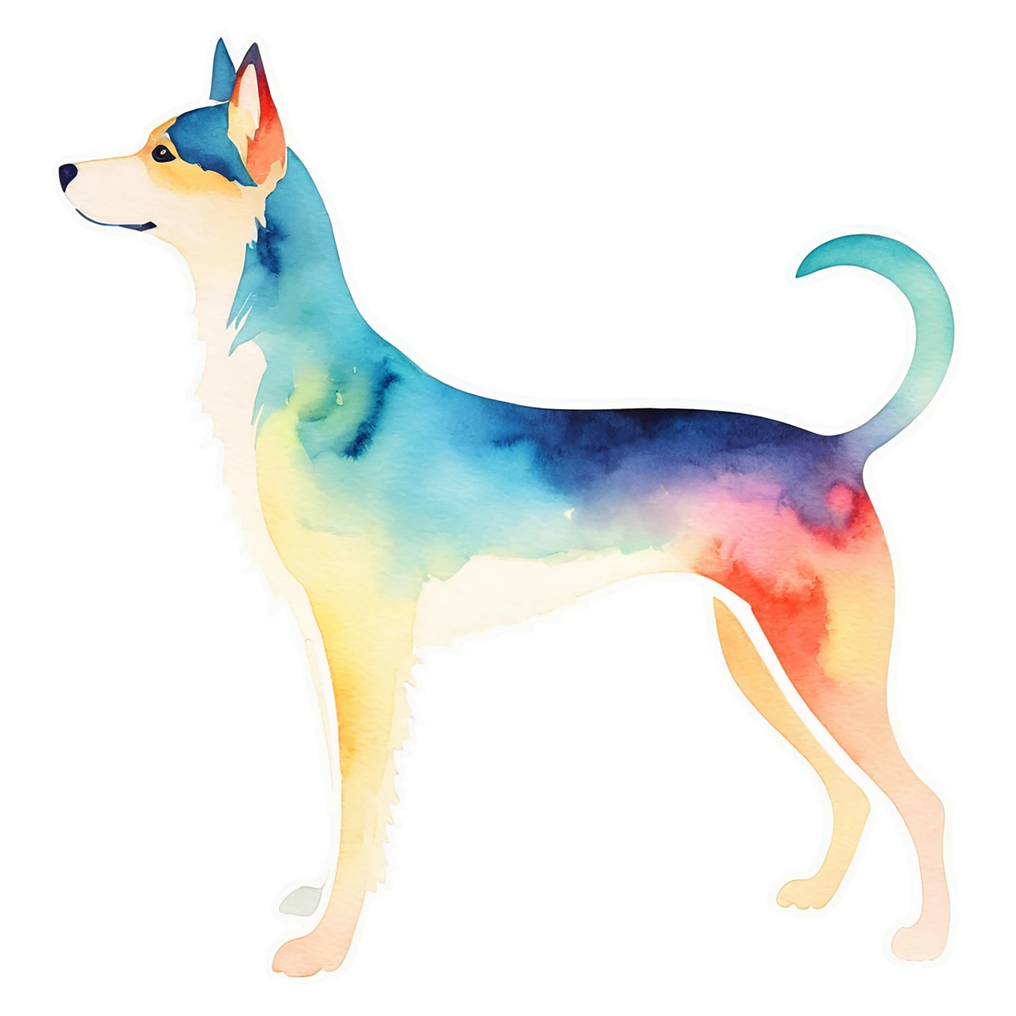 Dog watercolor sticker isolated on transparent background #15261