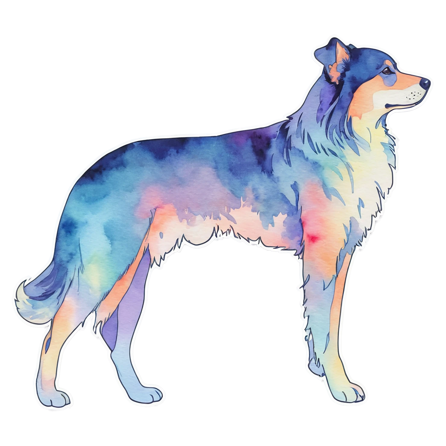 Dog watercolor sticker isolated on transparent background #15263
