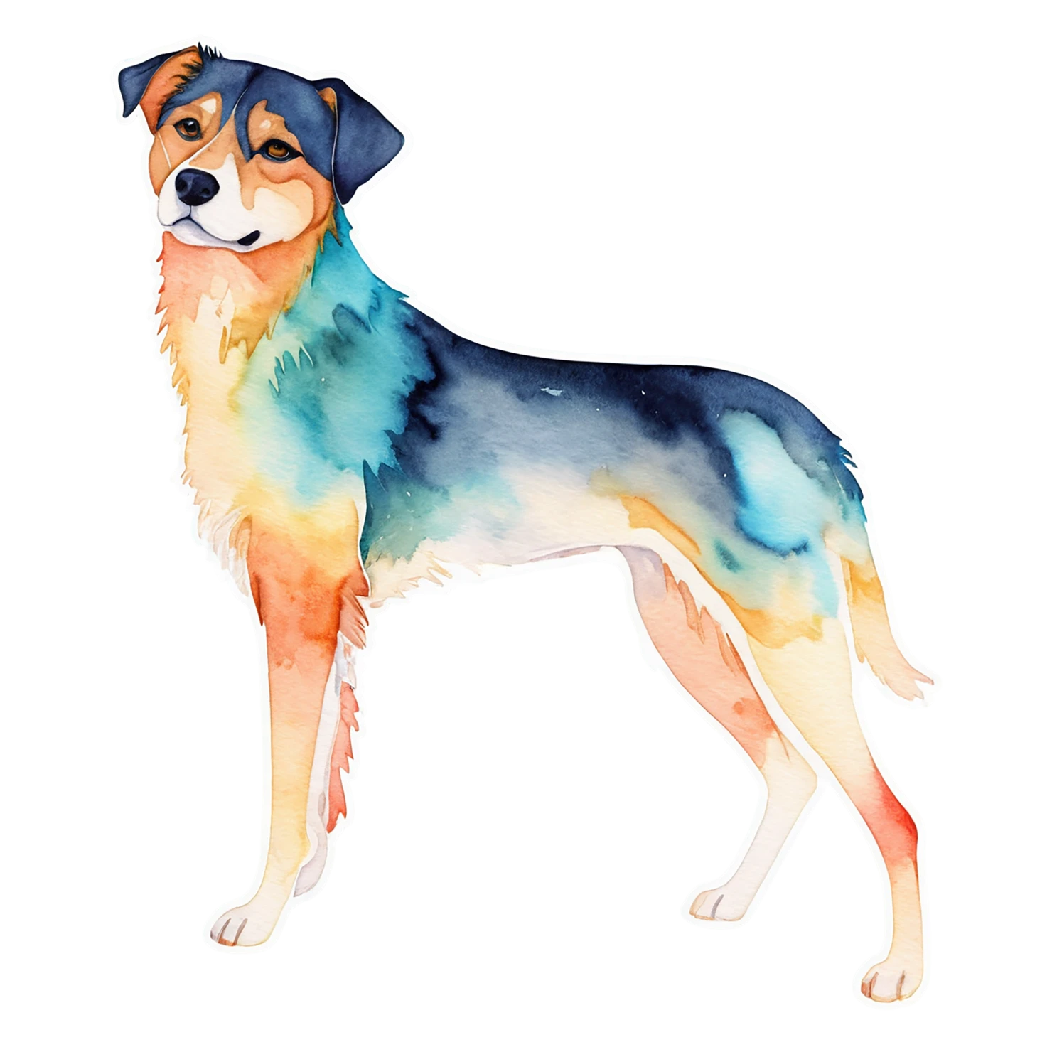 Dog watercolor sticker isolated on transparent background #15264