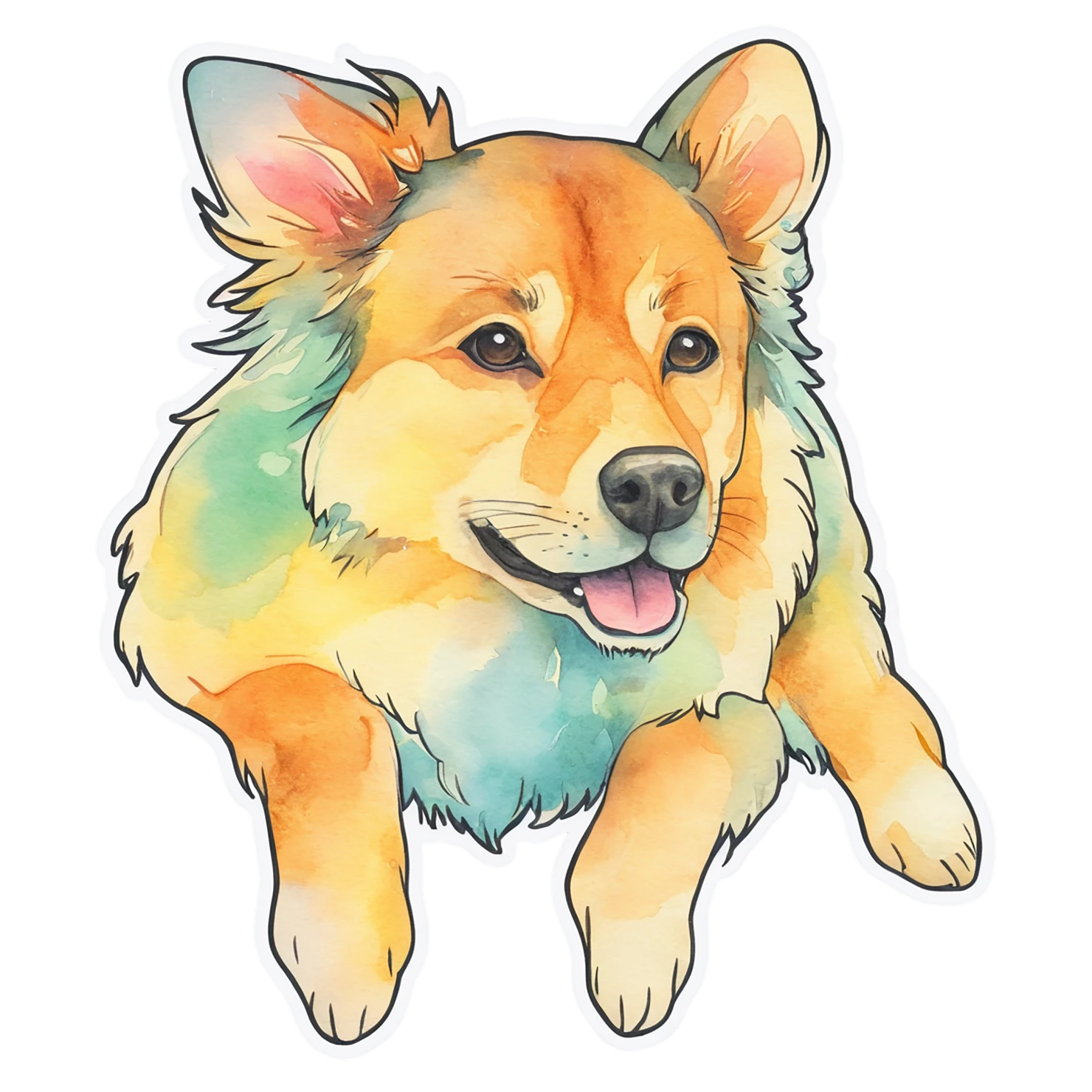 Dog watercolor sticker isolated on transparent background #15265