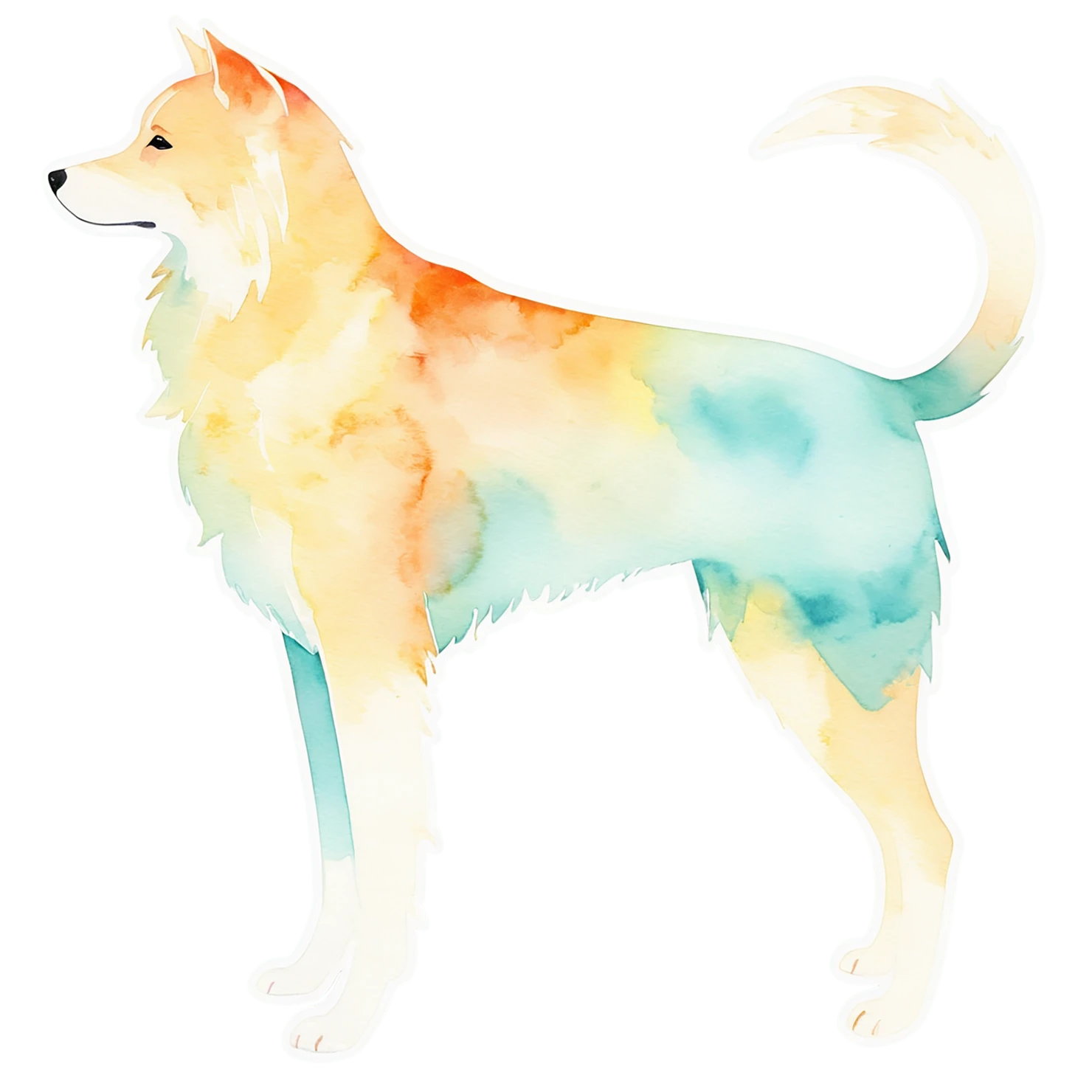 Dog watercolor sticker isolated on transparent background #15269