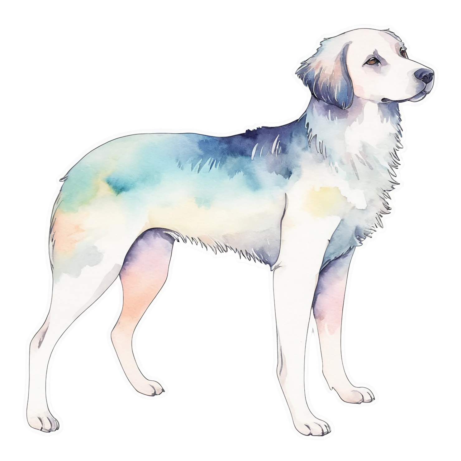 Dog watercolor sticker isolated on transparent background #15271