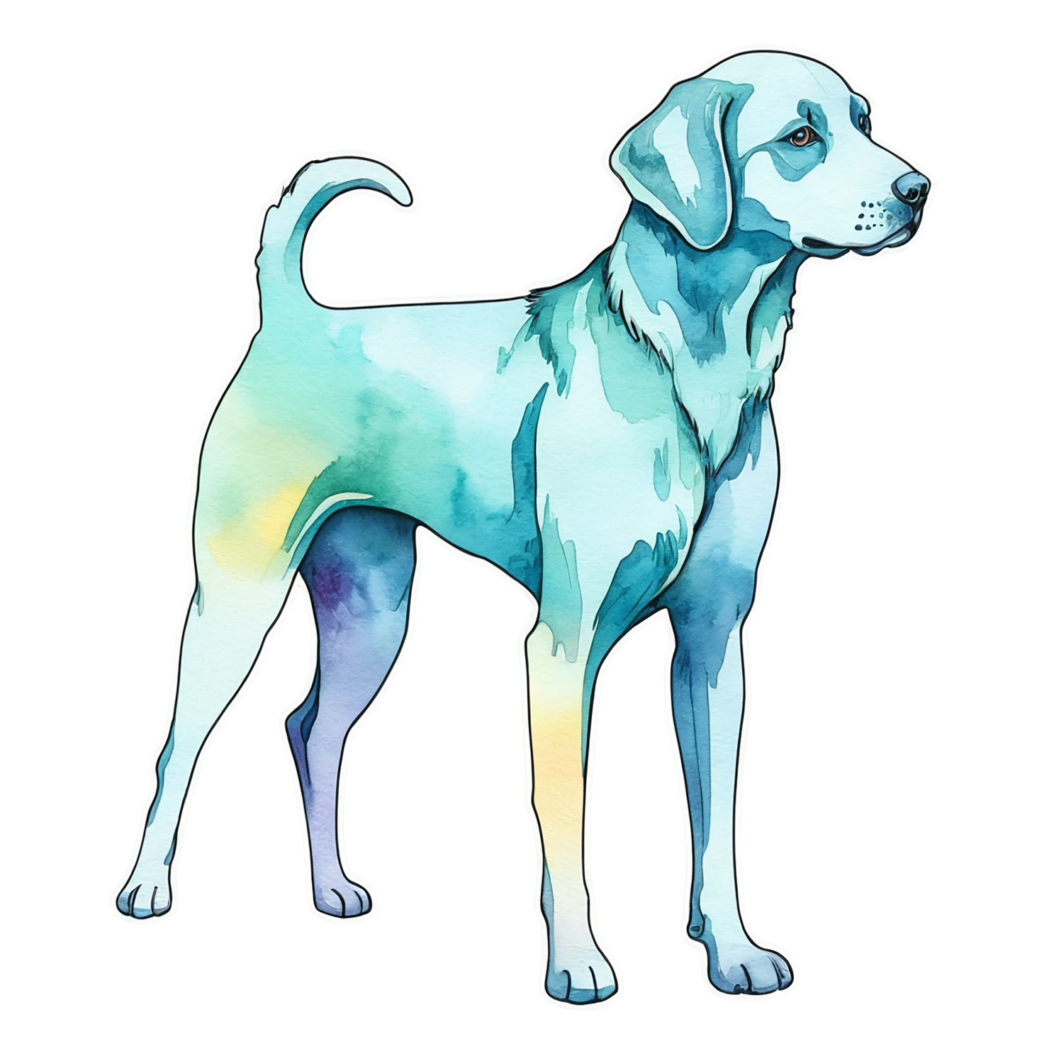 Dog watercolor sticker isolated on transparent background #15273