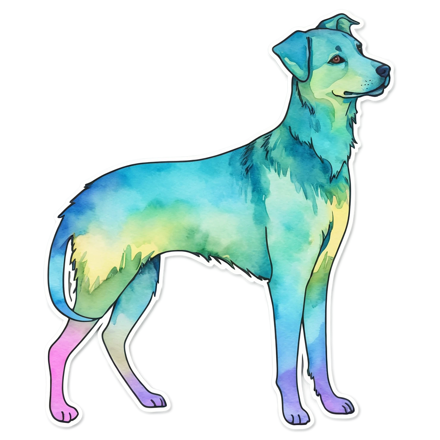 Dog watercolor sticker isolated on transparent background #15280