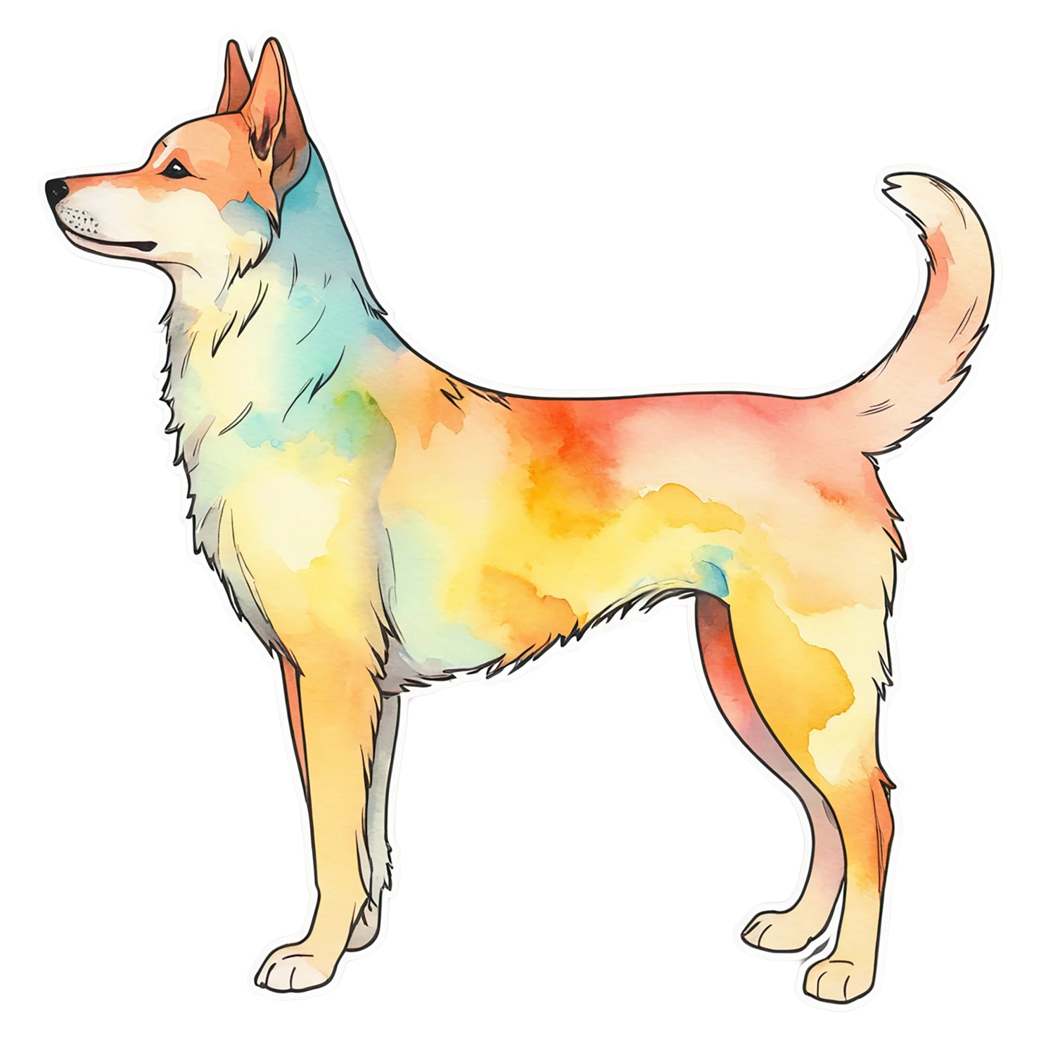 Dog watercolor sticker isolated on transparent background #15282