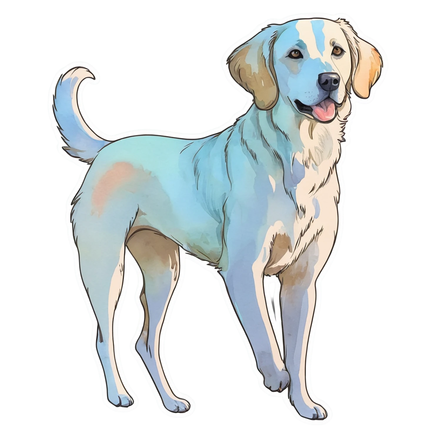 Dog watercolor sticker isolated on transparent background #15289