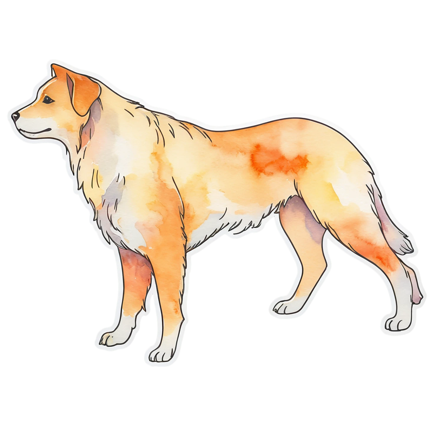 Dog watercolor sticker isolated on transparent background #15292