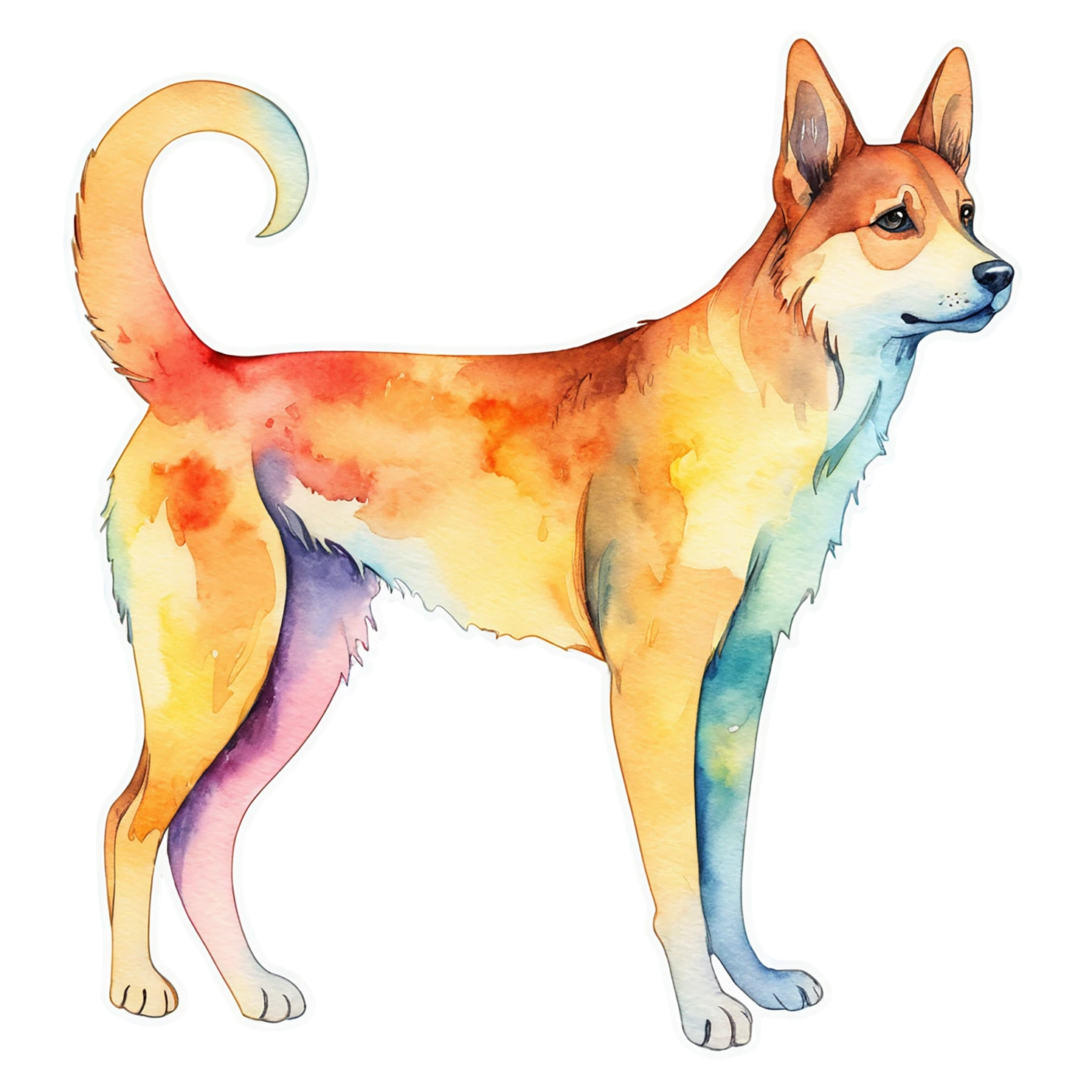 Dog watercolor sticker isolated on transparent background #15293