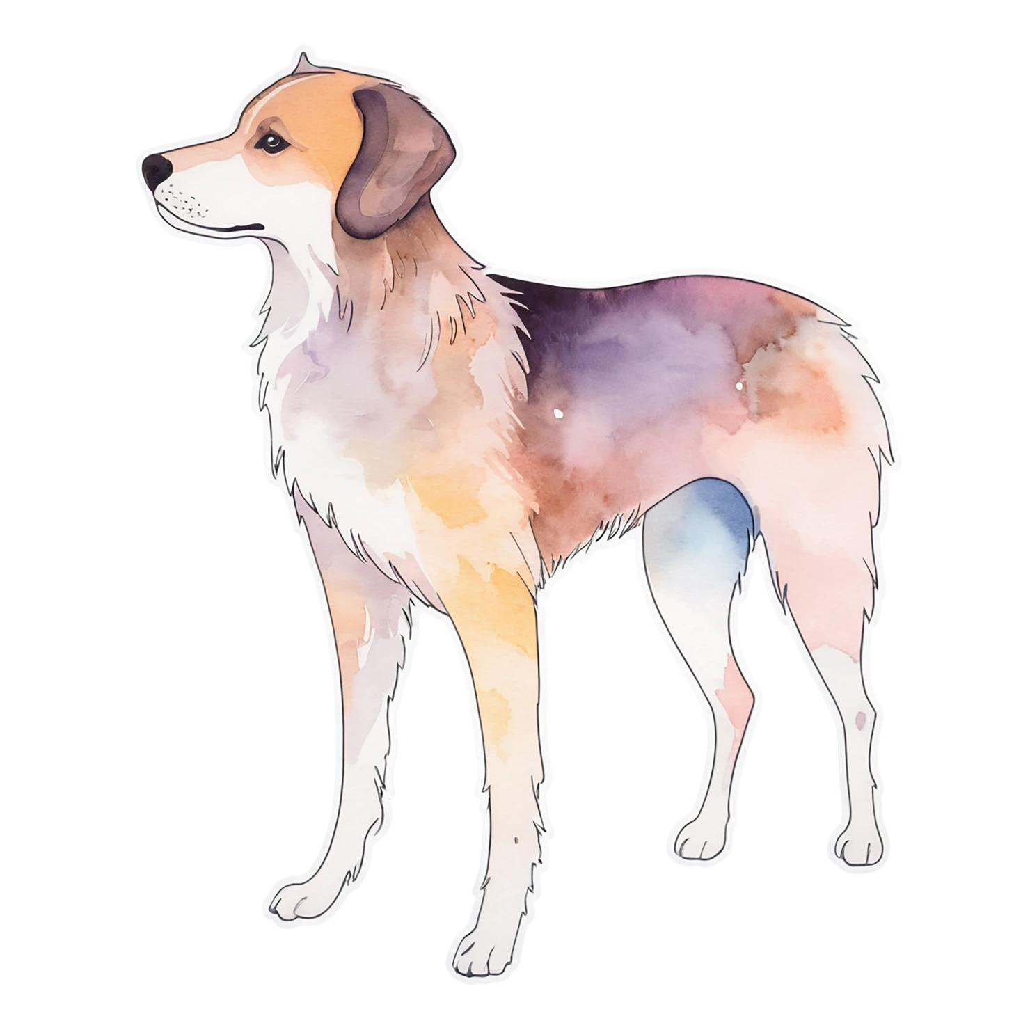 Dog watercolor sticker isolated on transparent background #15297