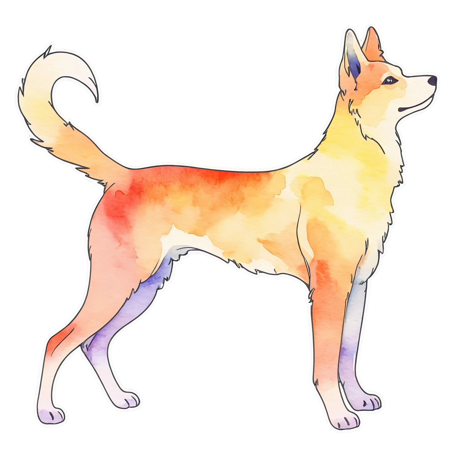 Dog watercolor sticker isolated on transparent background #15298