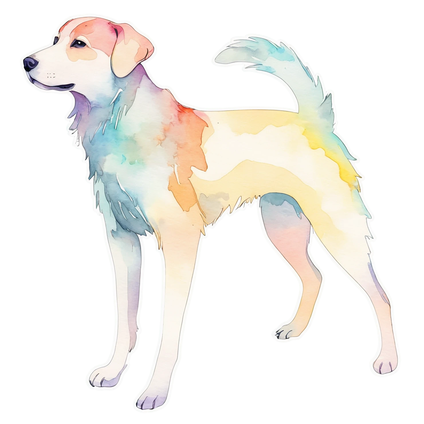 Dog watercolor sticker isolated on transparent background #15305