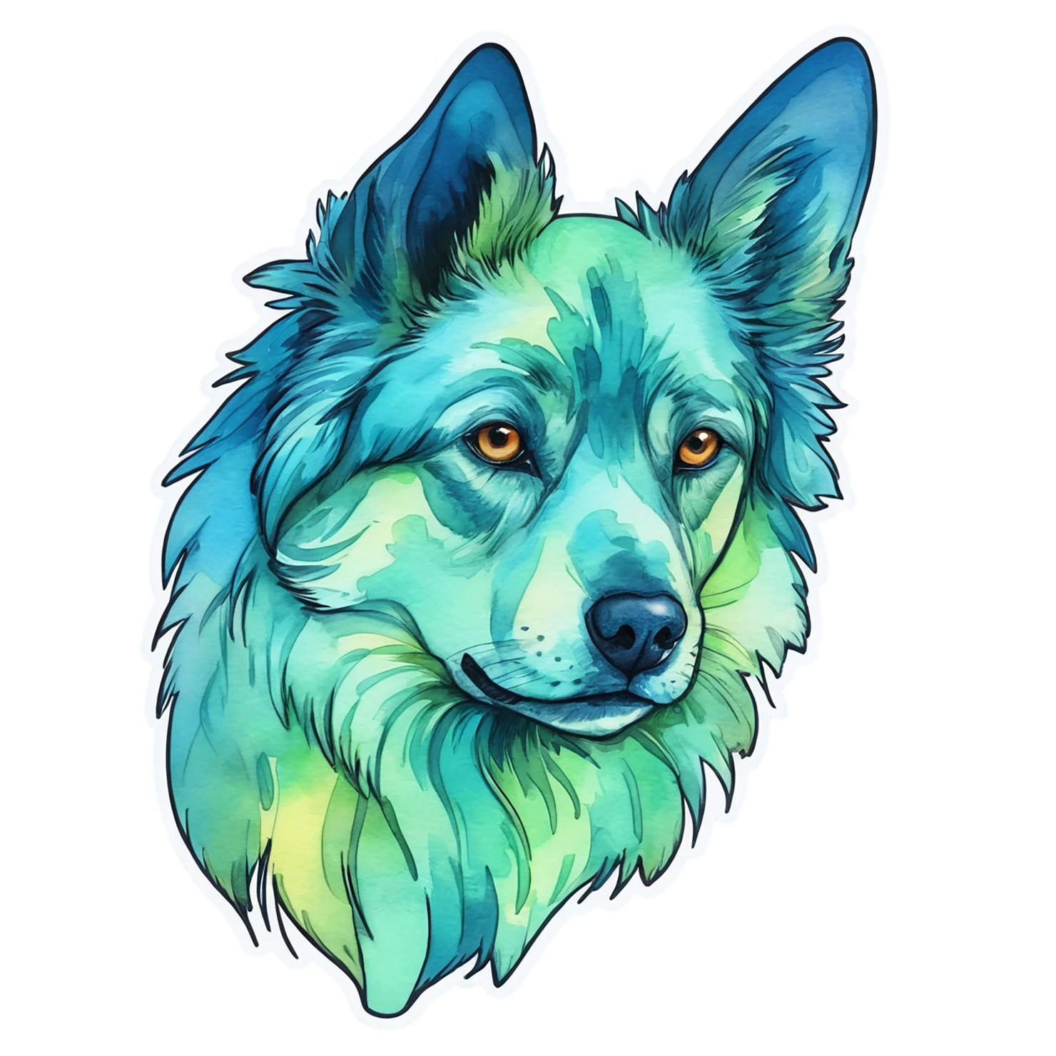 Dog watercolor sticker isolated on transparent background #15307