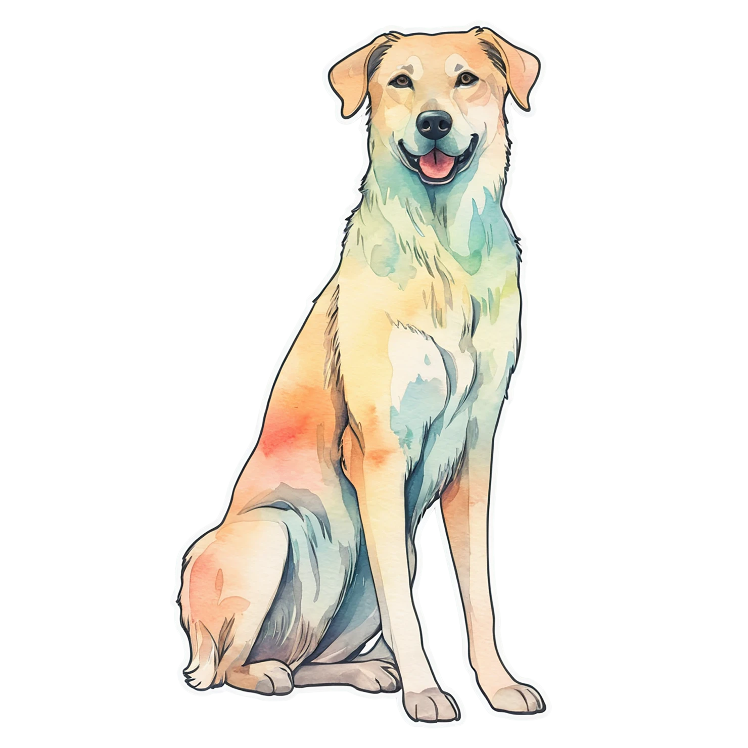 Dog watercolor sticker isolated on transparent background #15308