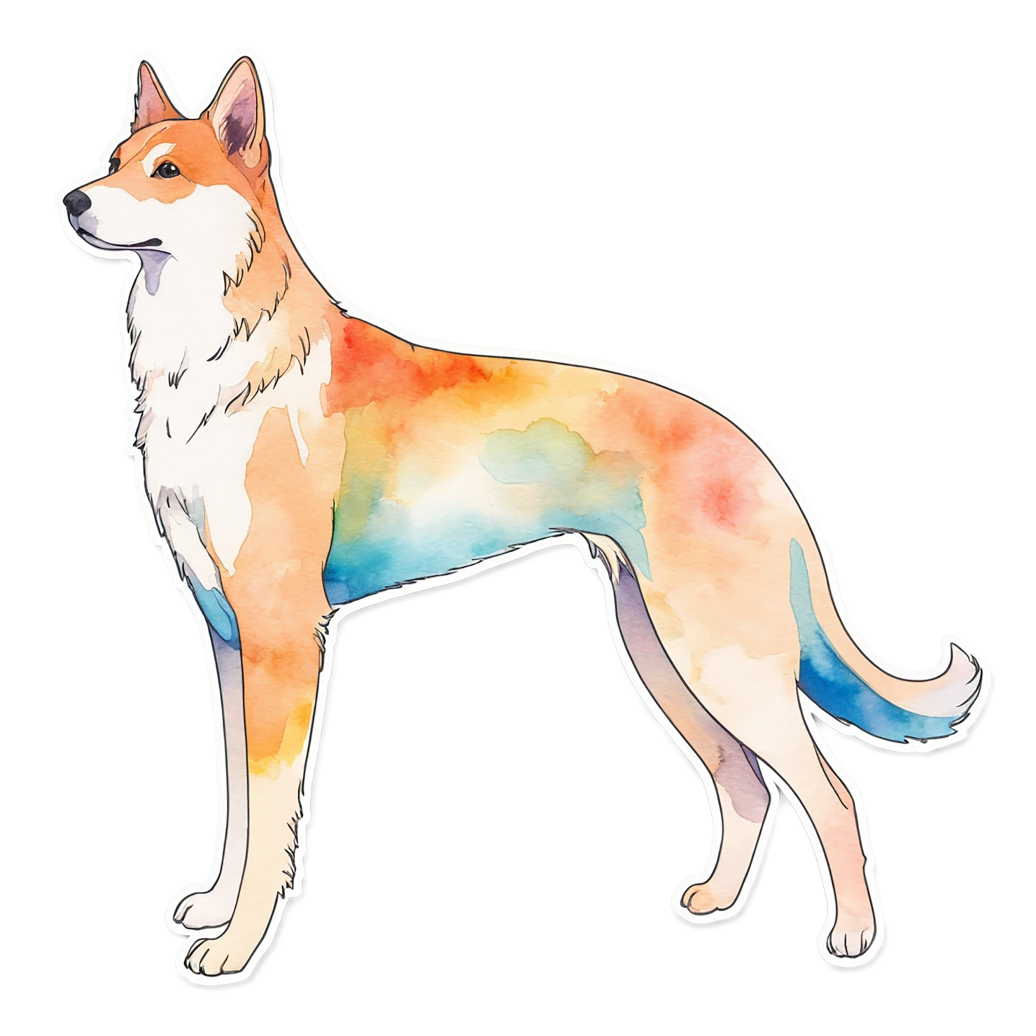Dog watercolor sticker isolated on transparent background #15314