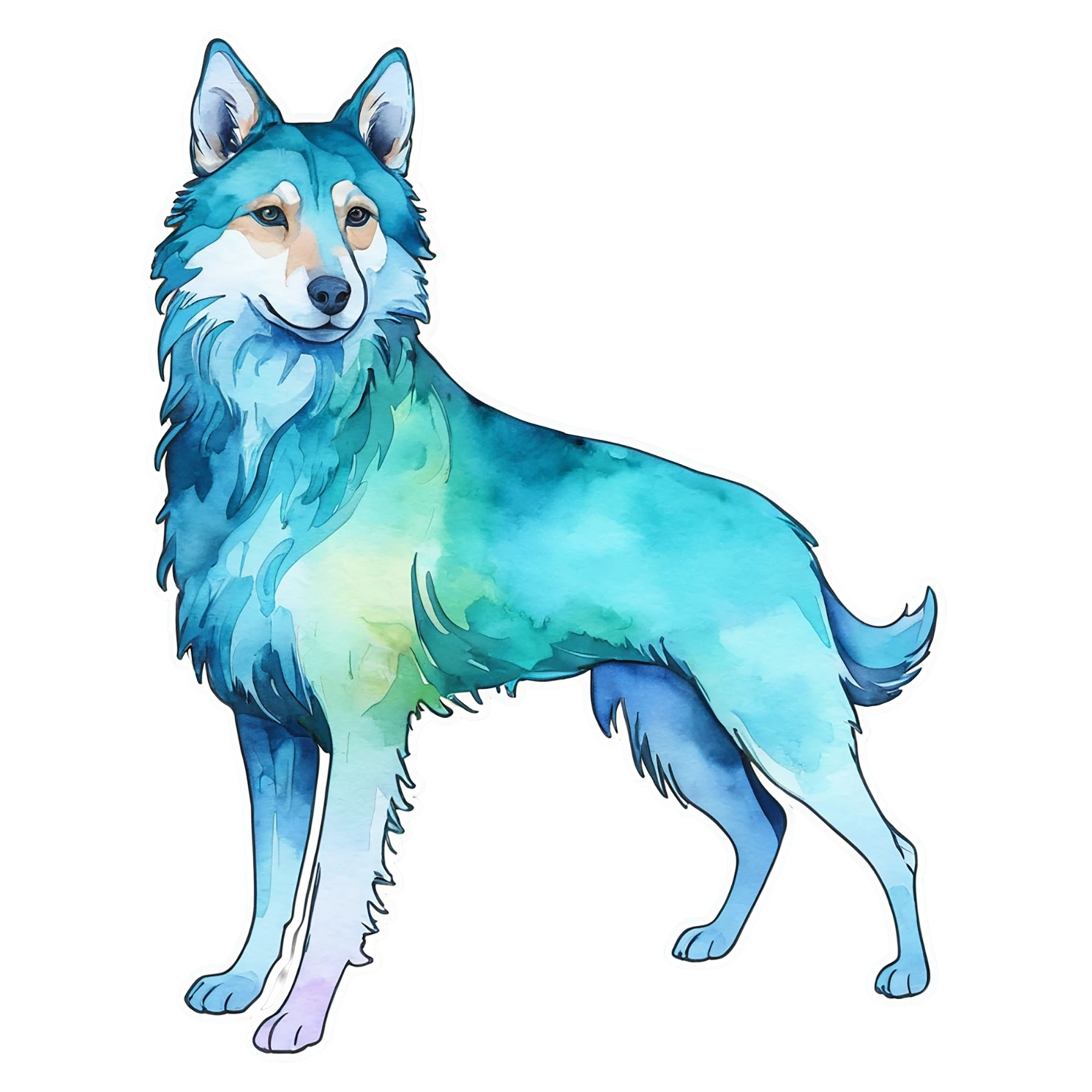 Dog watercolor sticker isolated on transparent background #15318