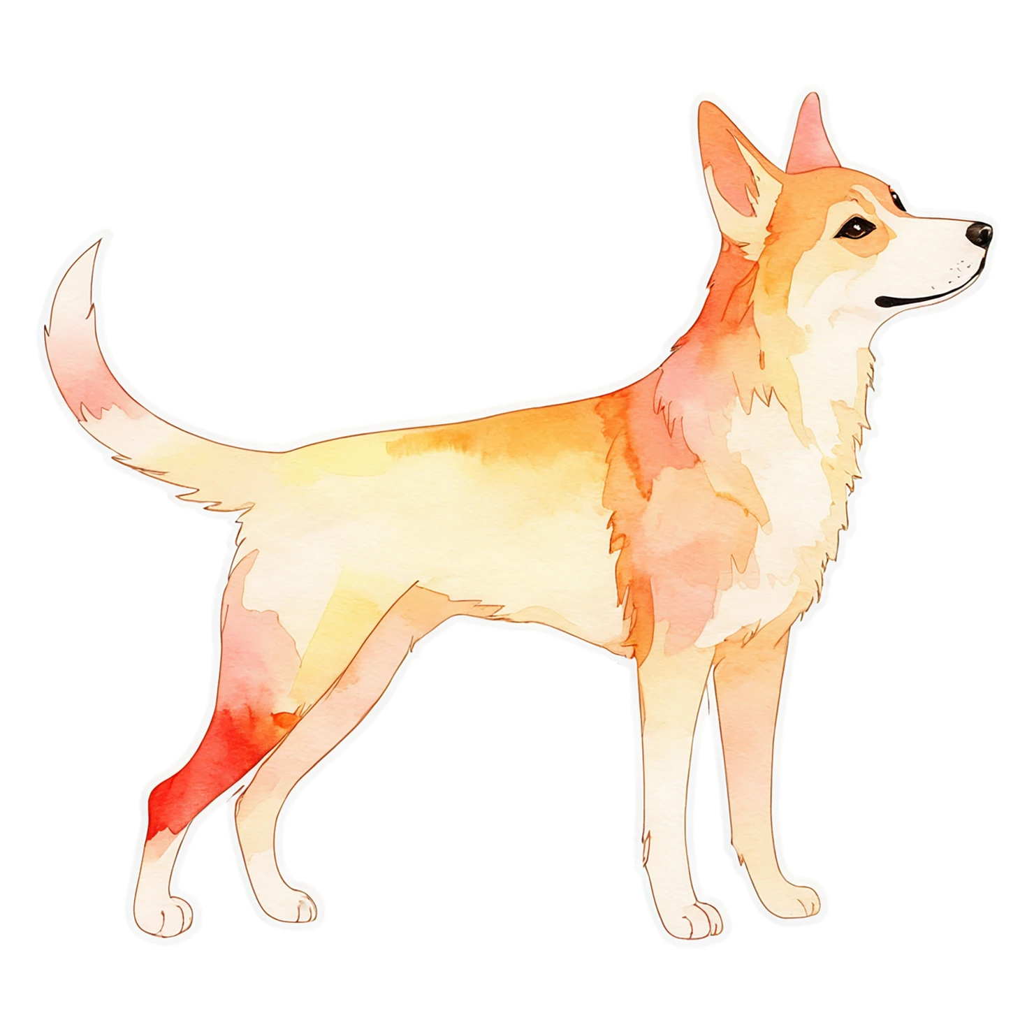 Dog watercolor sticker isolated on transparent background #15319
