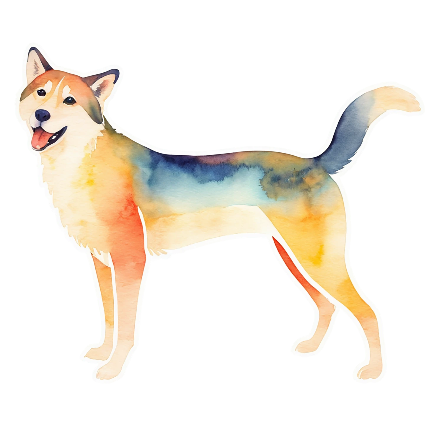 Dog watercolor sticker isolated on transparent background #15321