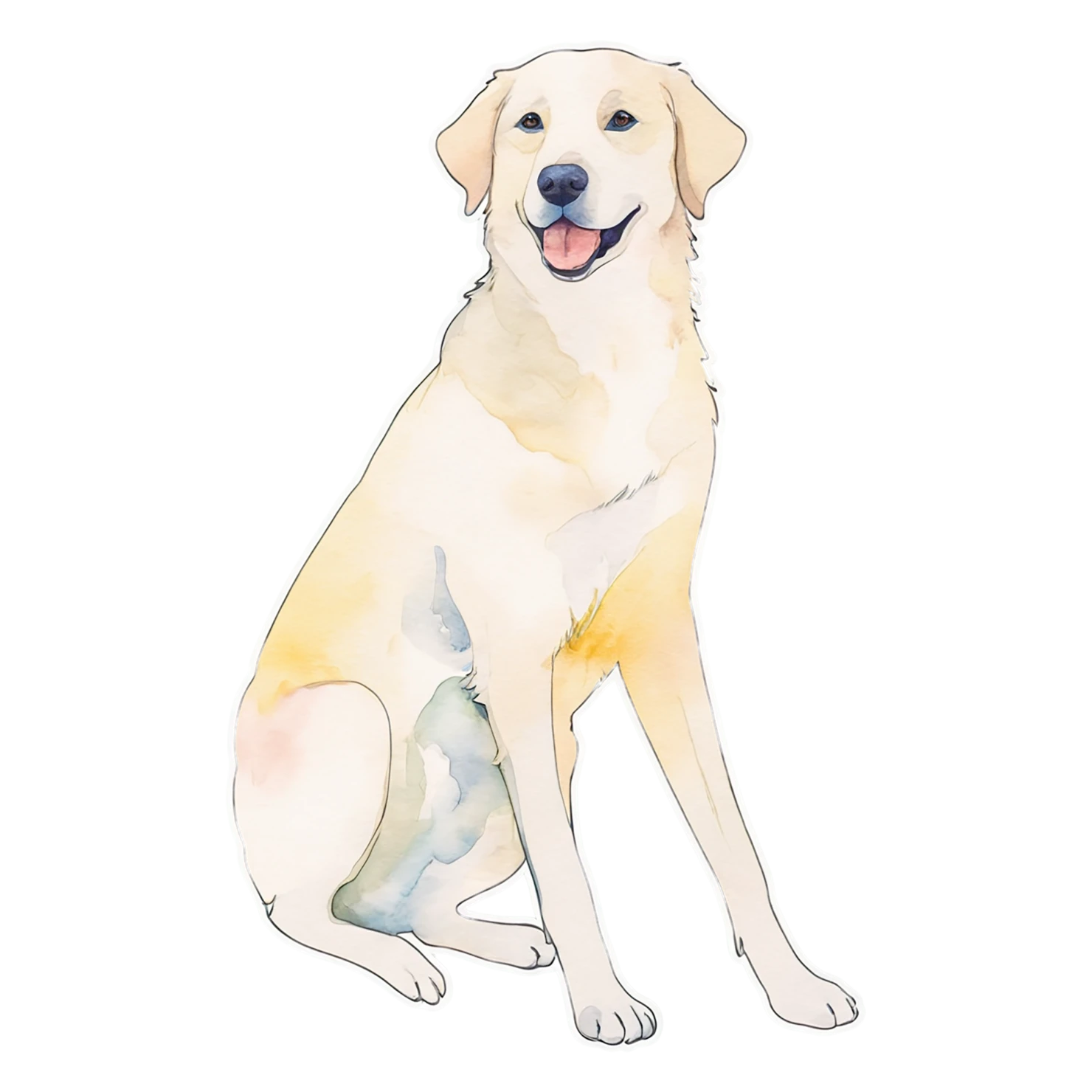 Dog watercolor sticker isolated on transparent background #15323