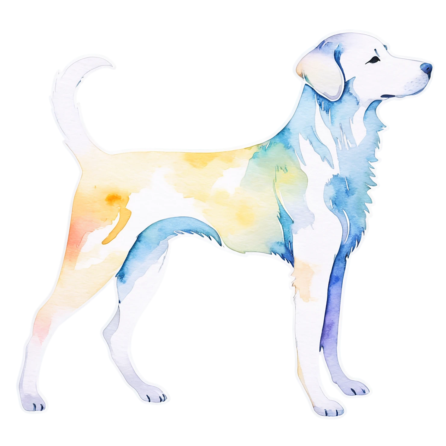 Dog watercolor sticker isolated on transparent background #15327