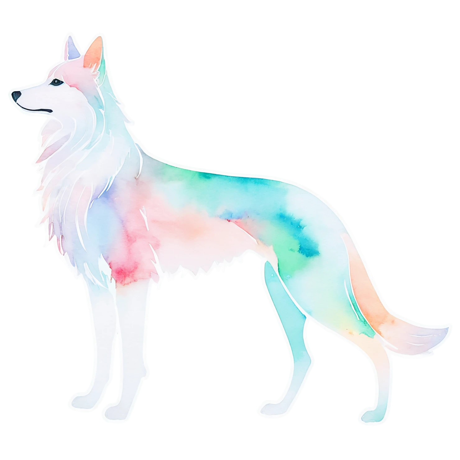 Dog watercolor sticker isolated on transparent background #15329