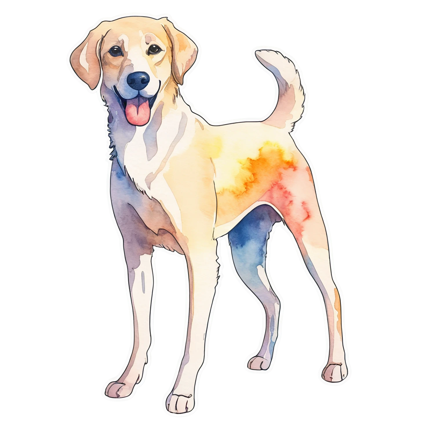 Dog watercolor sticker isolated on transparent background #15332