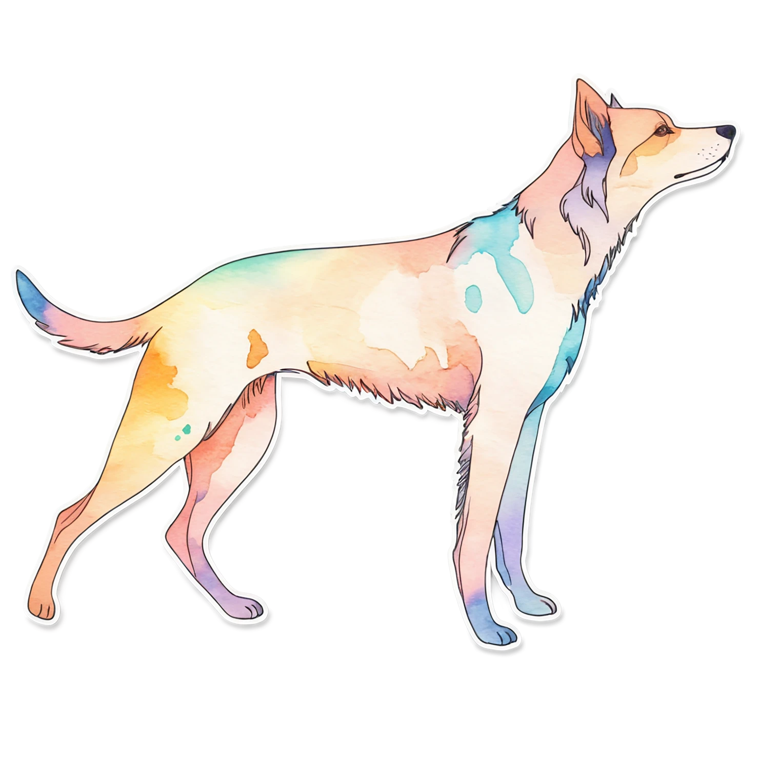 Dog watercolor sticker isolated on transparent background #15333