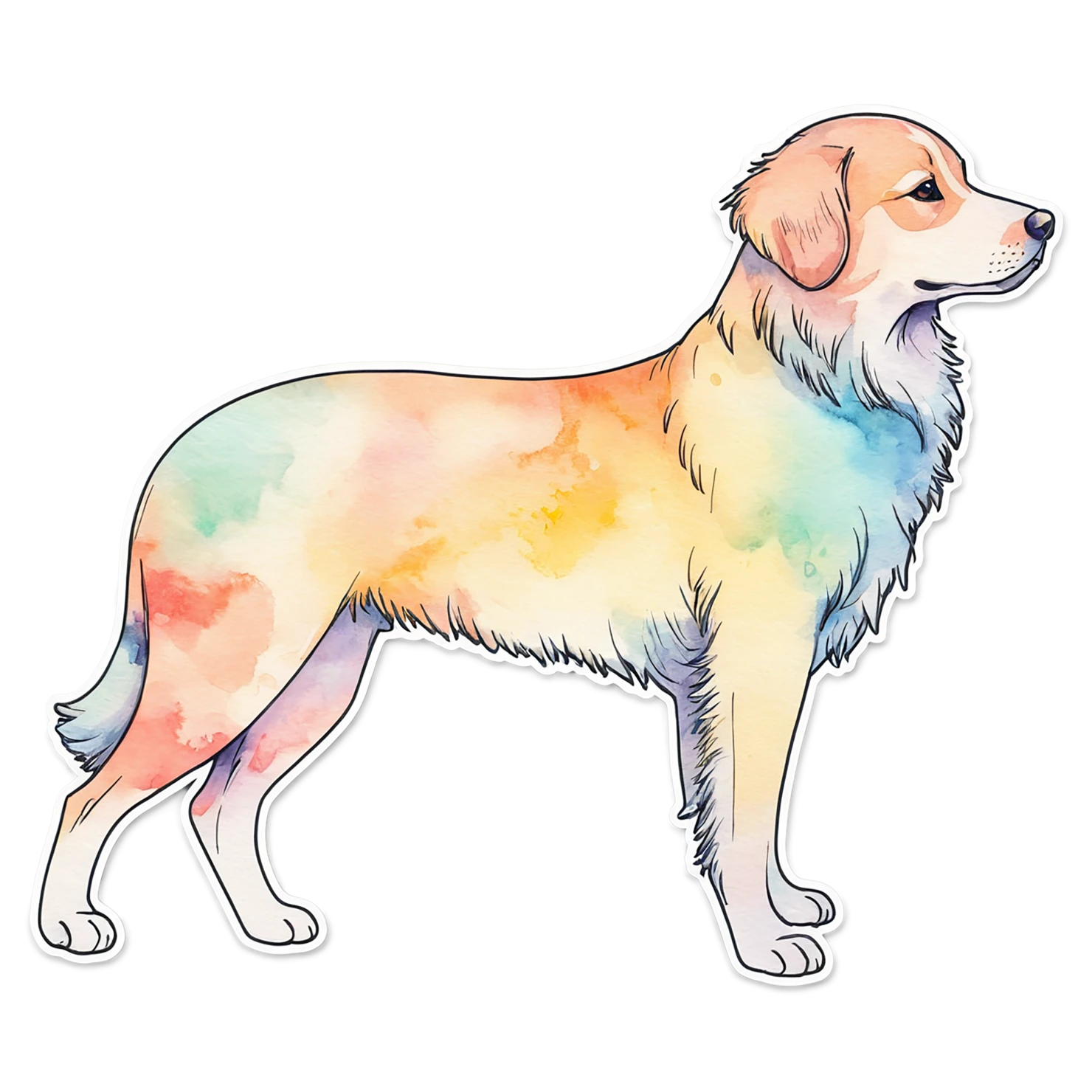 Dog watercolor sticker isolated on transparent background #15344