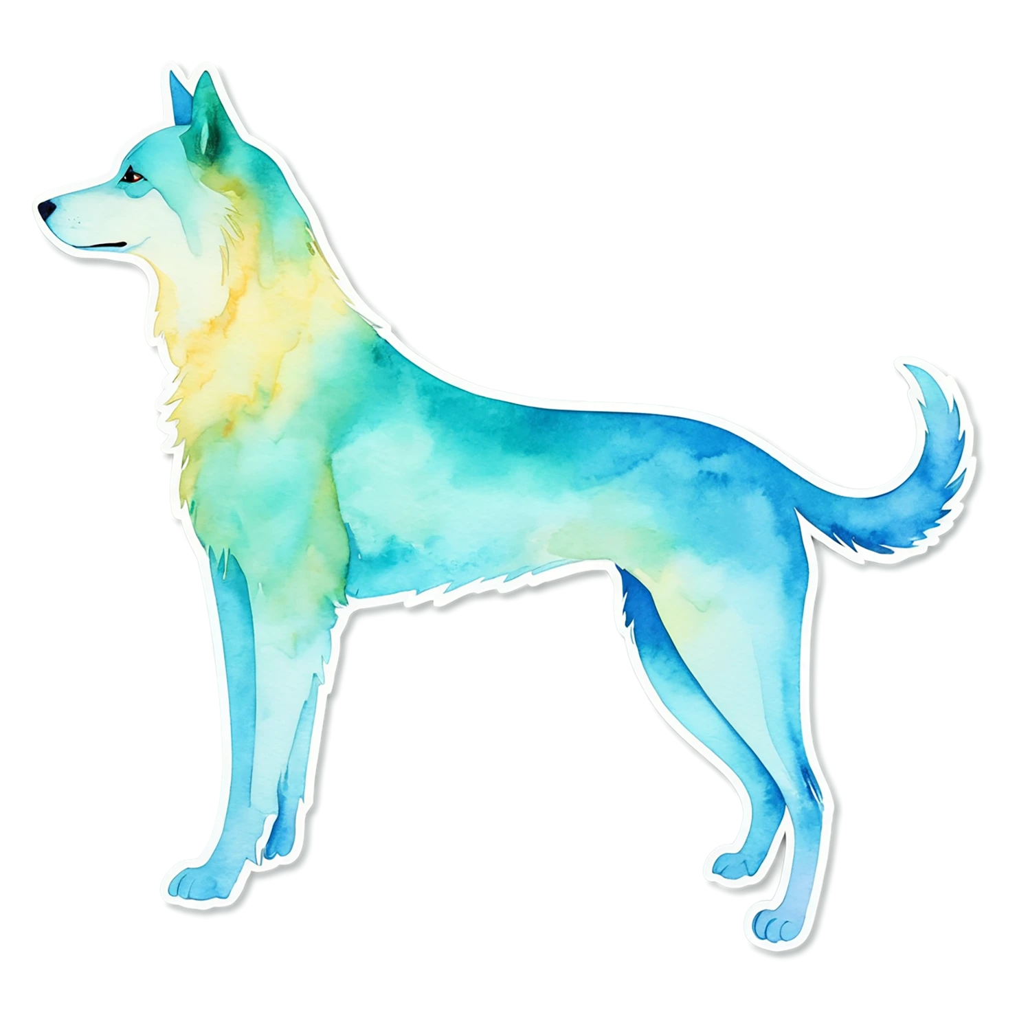 Dog watercolor sticker isolated on transparent background #15345