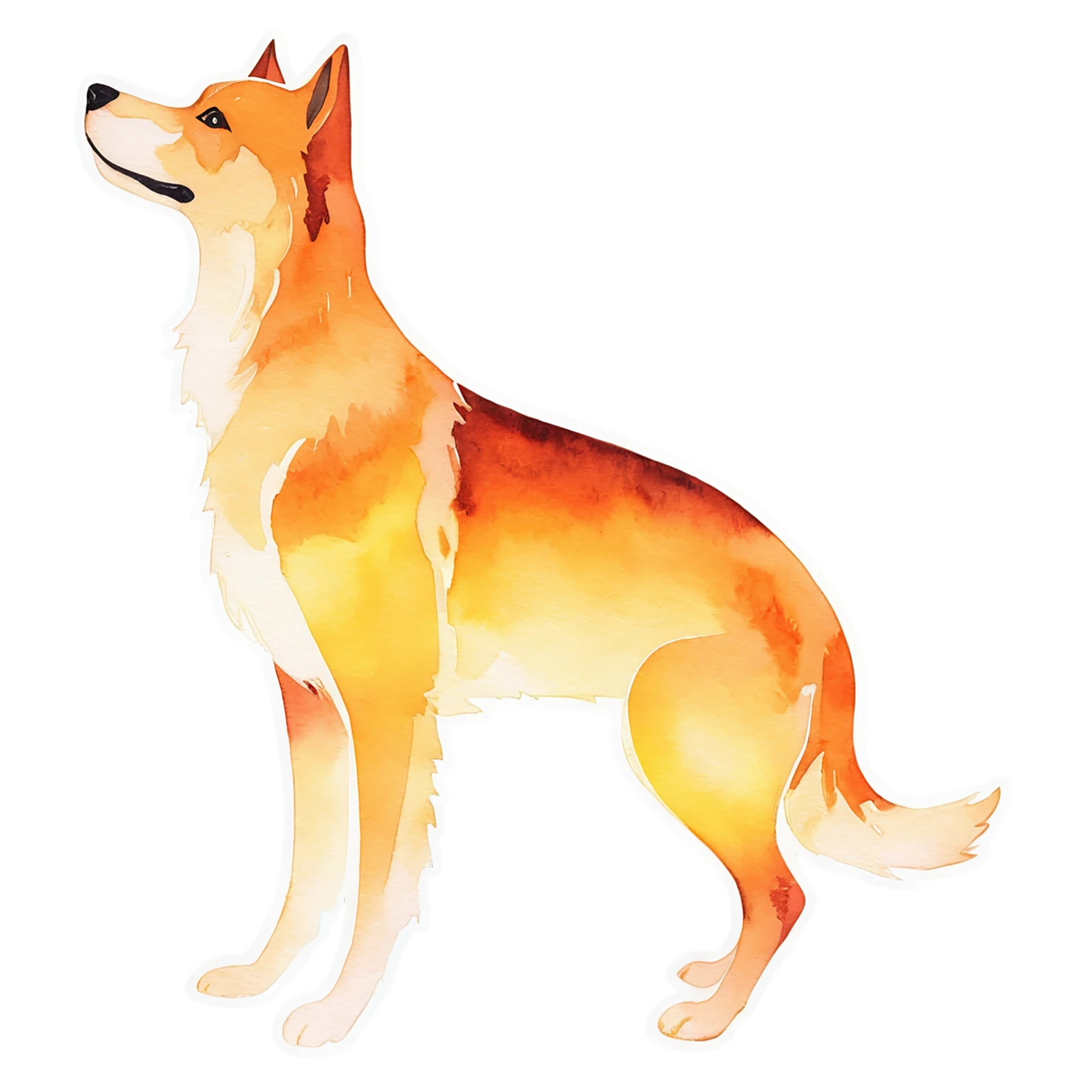 Dog watercolor sticker isolated on transparent background #15347