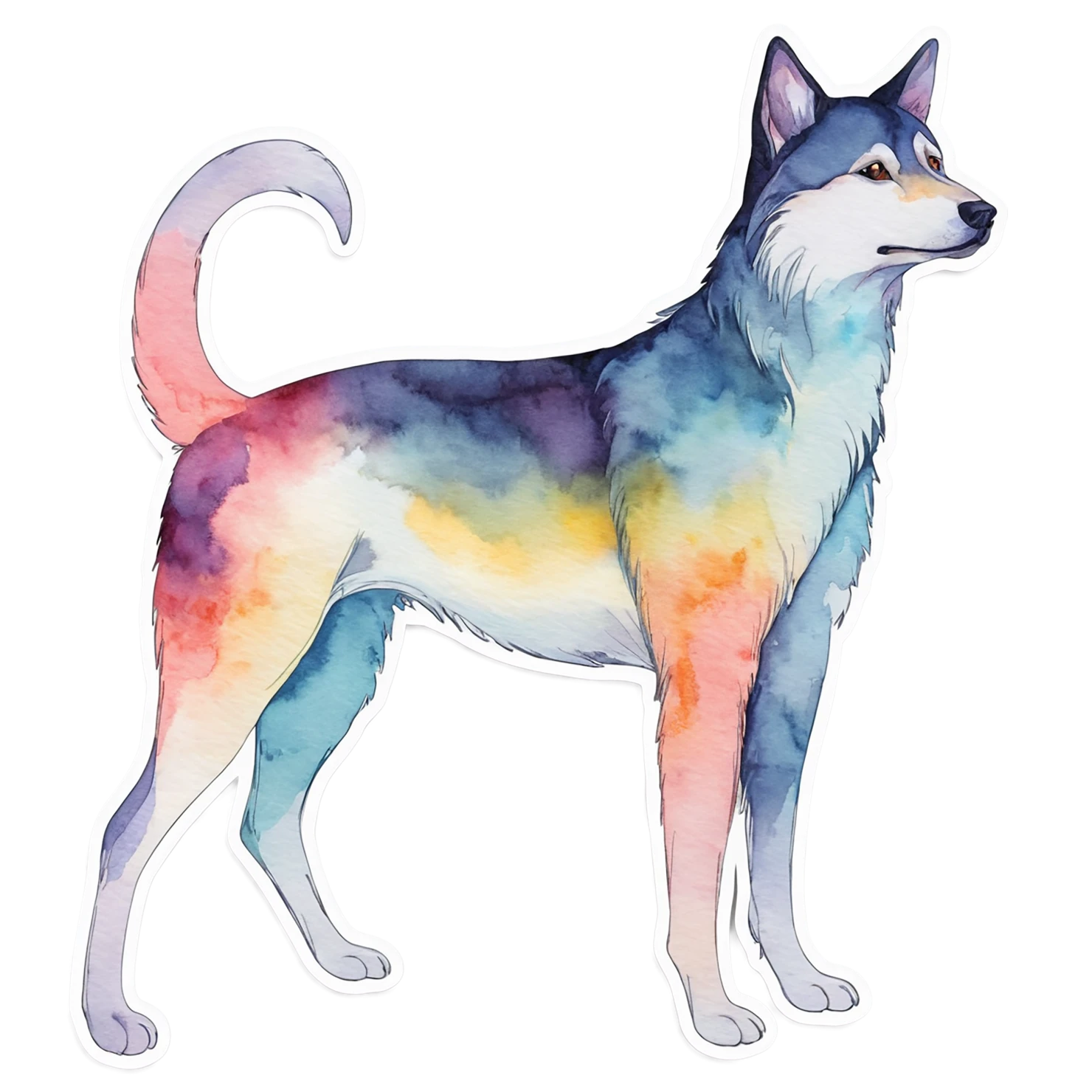 Dog watercolor sticker isolated on transparent background #15364