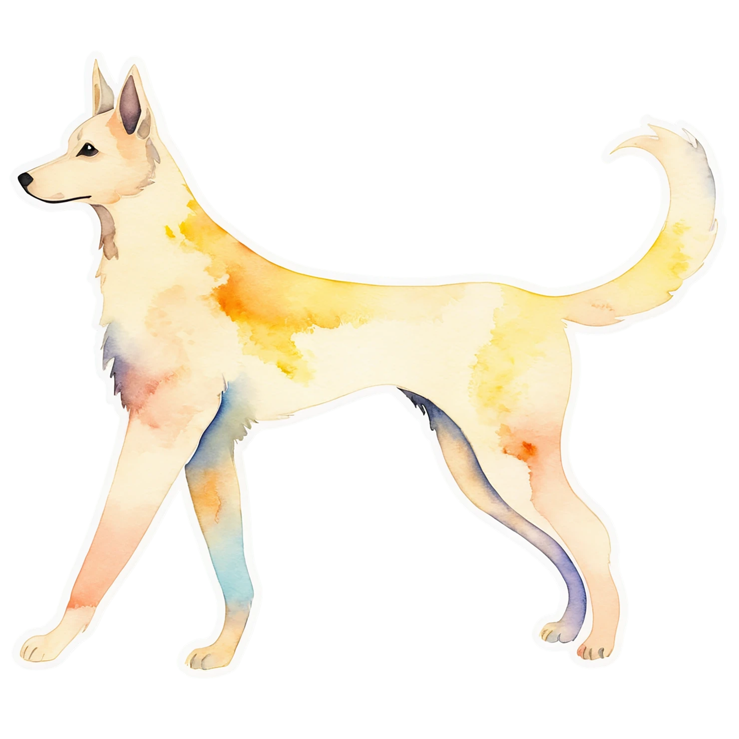 Dog watercolor sticker isolated on transparent background #15365