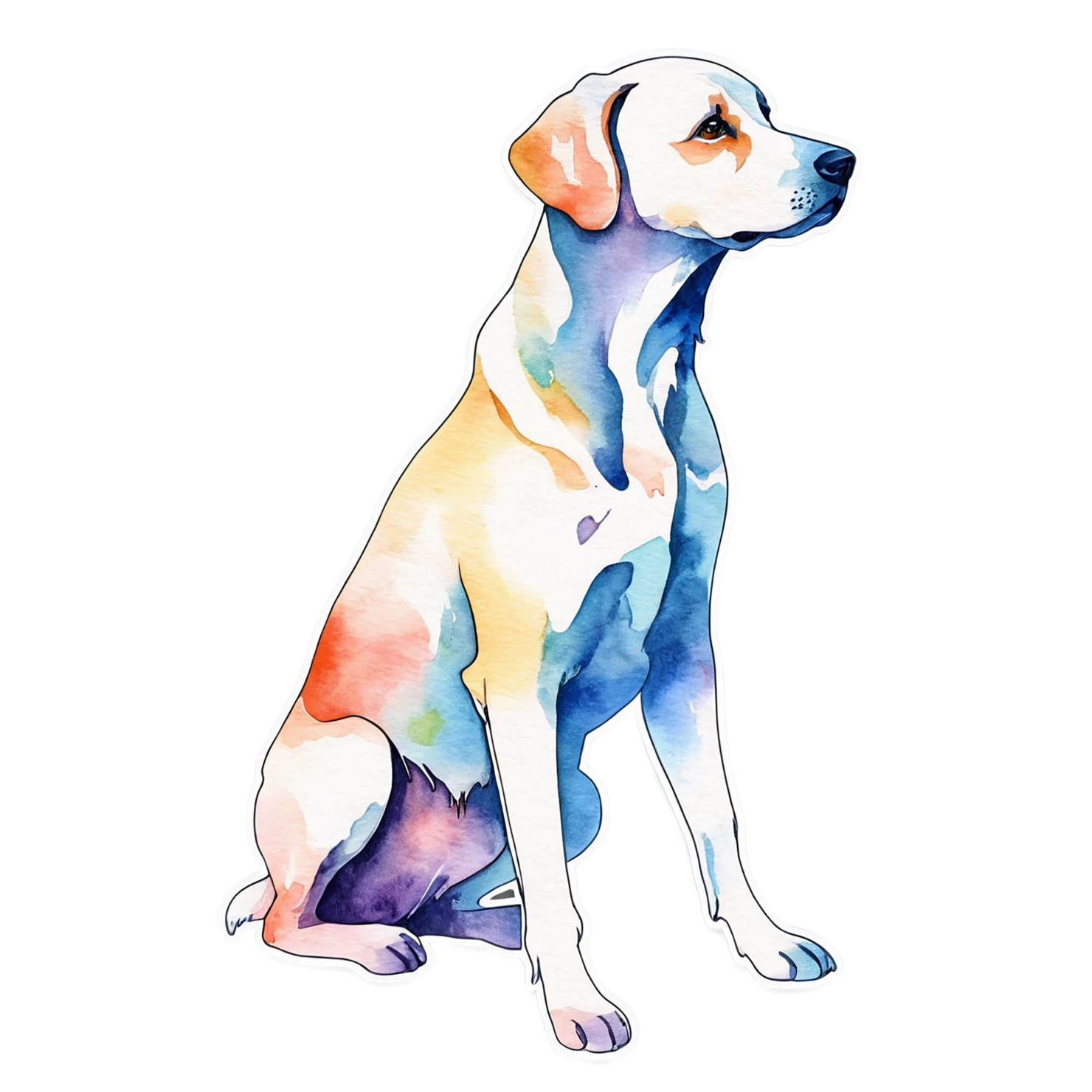 Dog watercolor sticker isolated on transparent background #15369