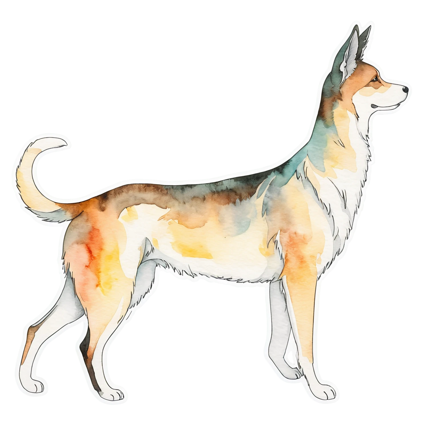 Dog watercolor sticker isolated on transparent background #15374