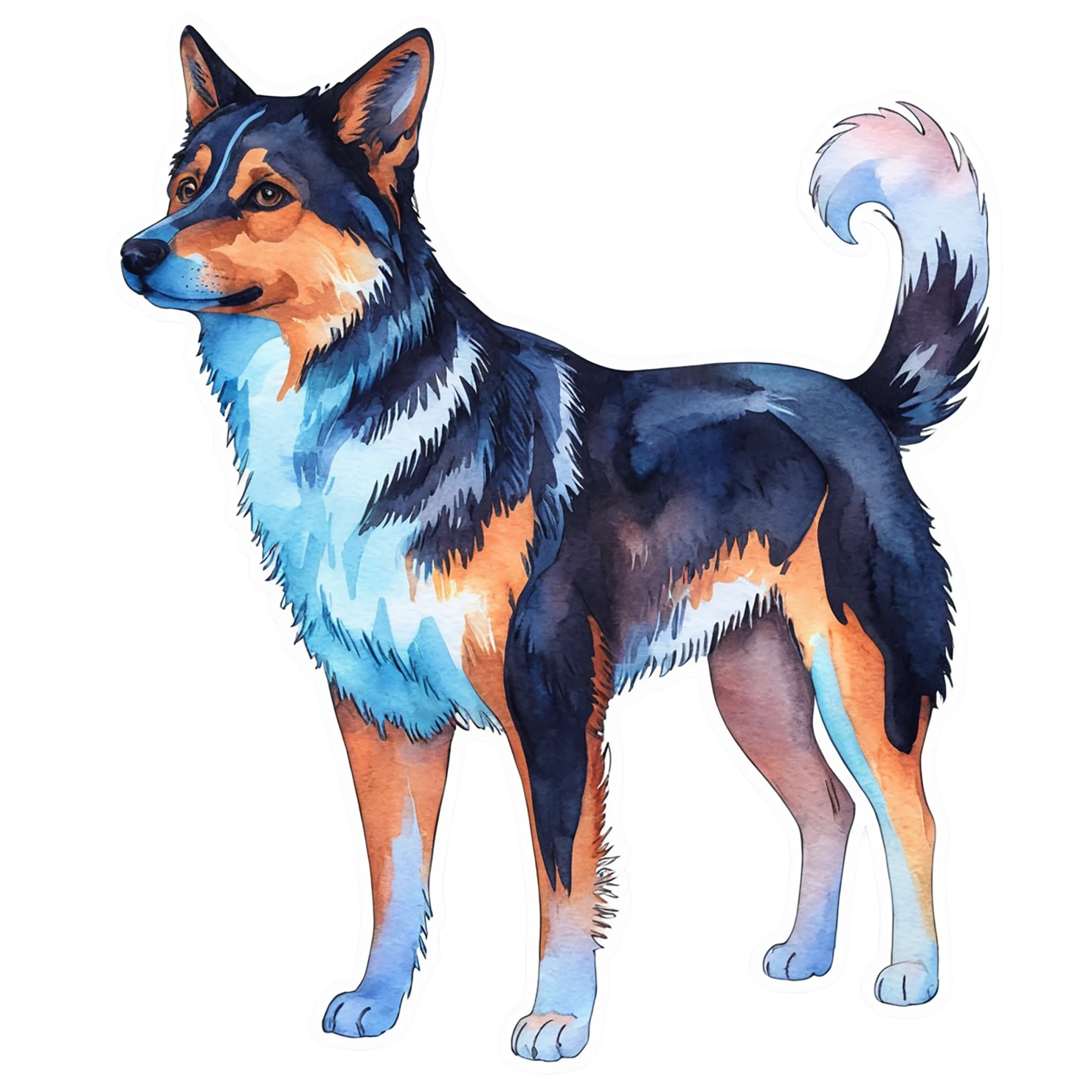 Dog watercolor sticker isolated on transparent background #15375