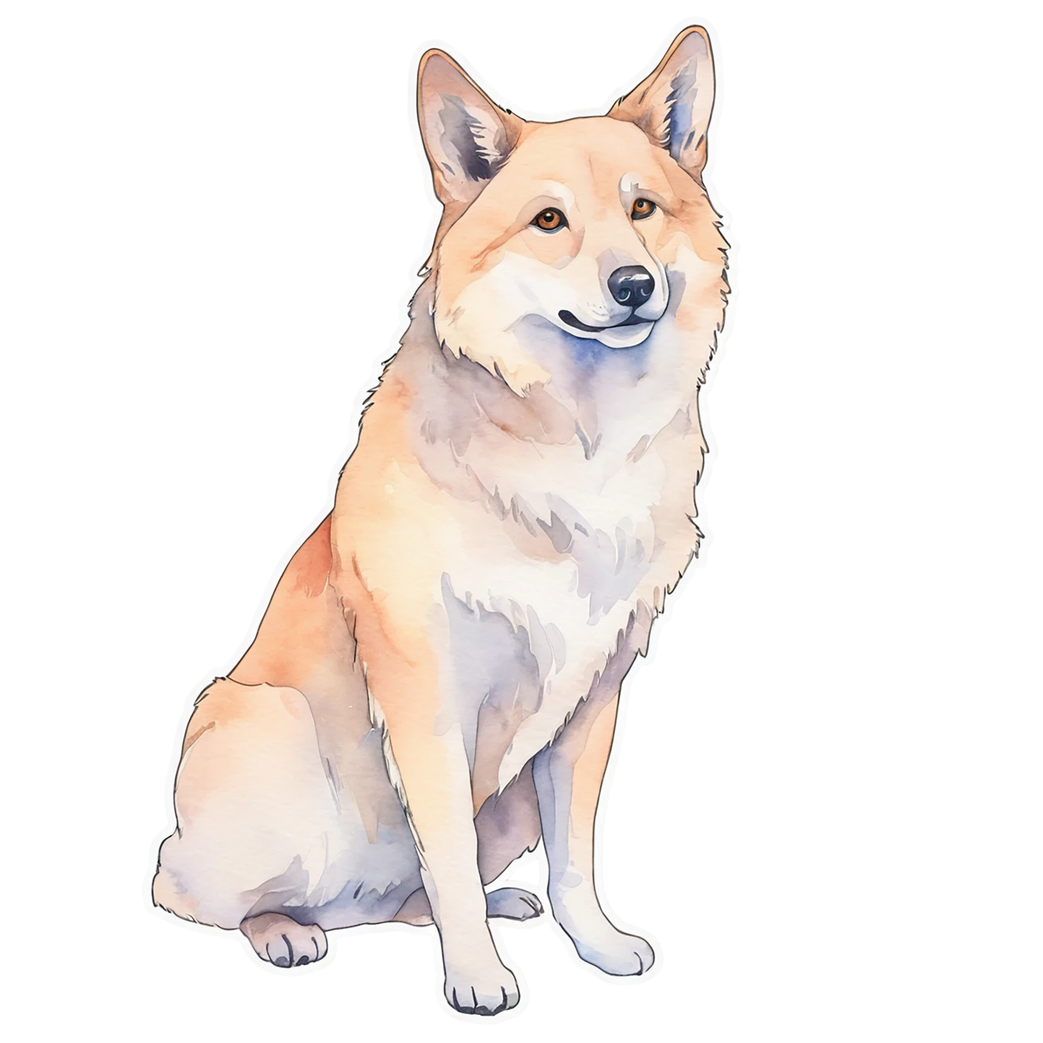 Dog watercolor sticker isolated on transparent background #15377