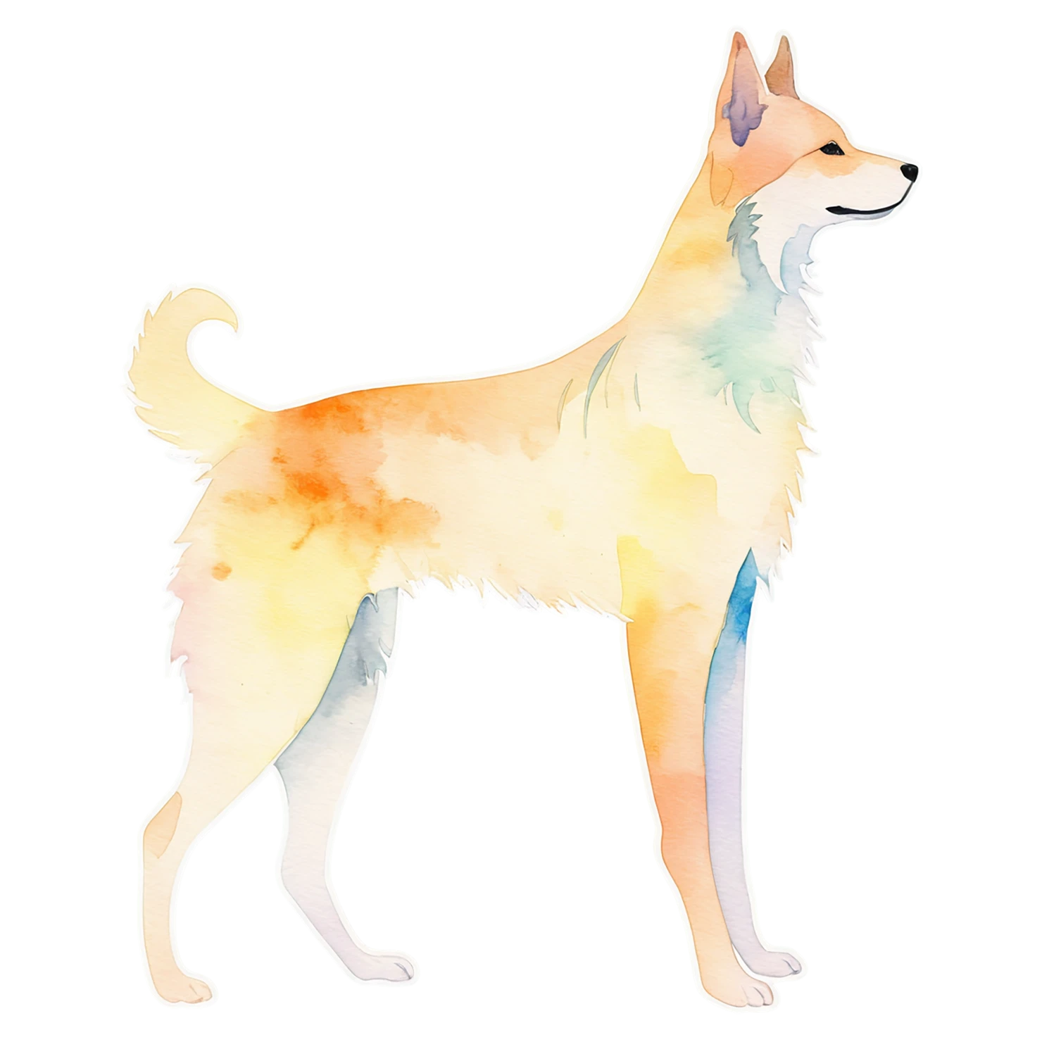 Dog watercolor sticker isolated on transparent background #15379