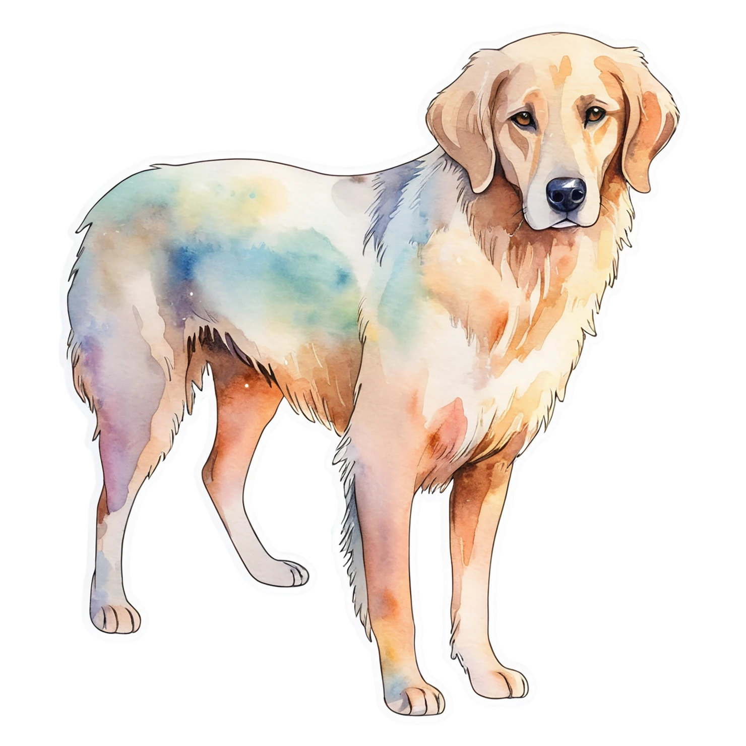 Dog watercolor sticker isolated on transparent background #15380
