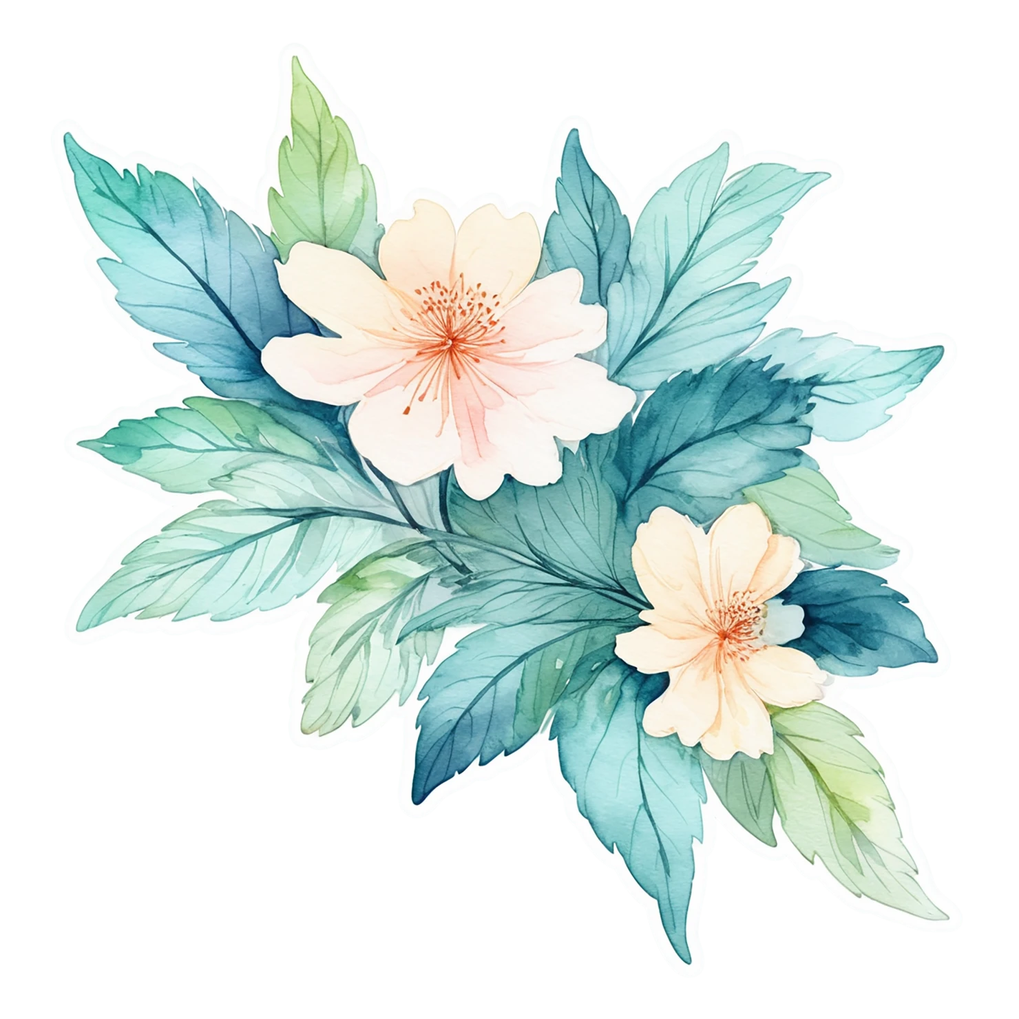Floral watercolor sticker isolated on transparent background #16101