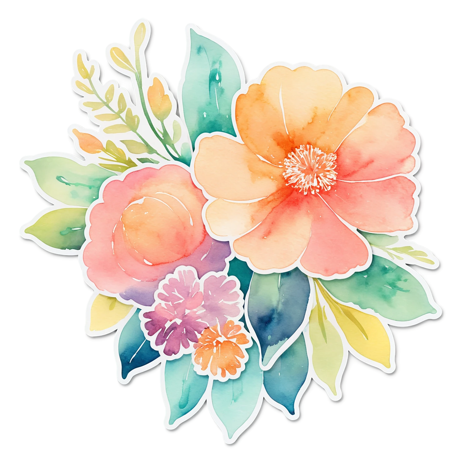 Floral watercolor sticker isolated on transparent background #16102
