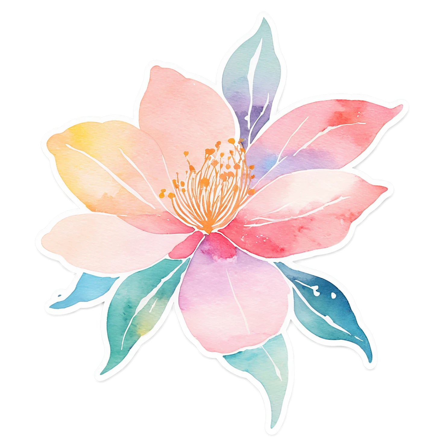 Floral watercolor sticker isolated on transparent background #16103