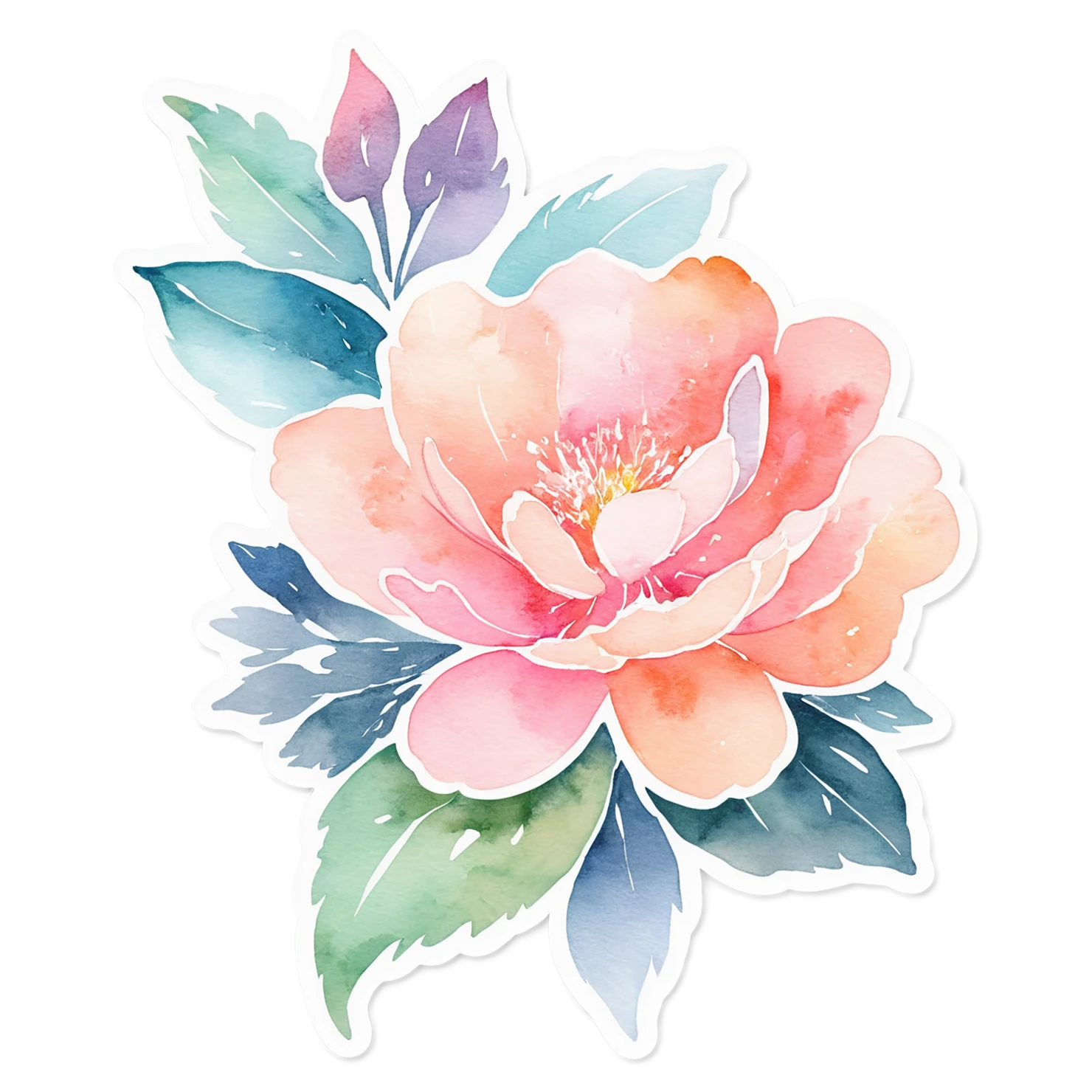 Floral watercolor sticker isolated on transparent background #16104