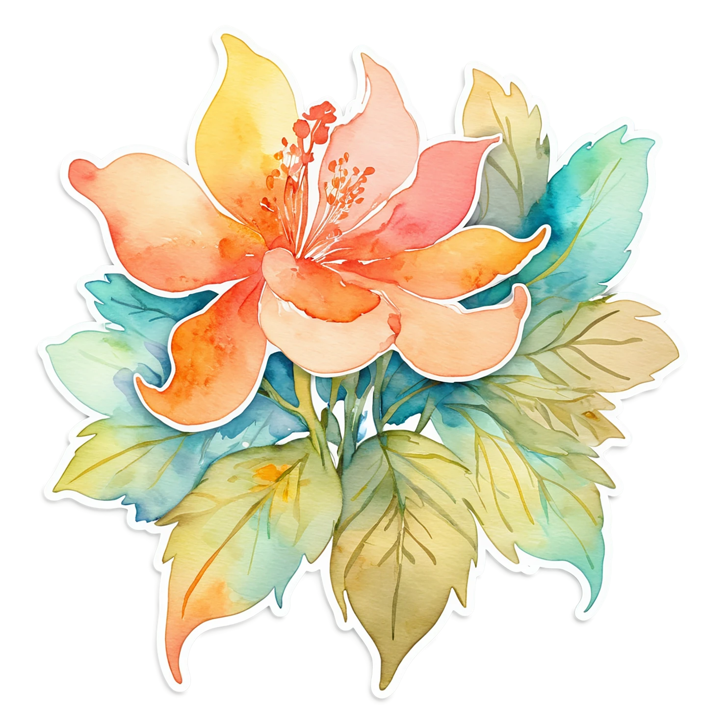 Floral watercolor sticker isolated on transparent background #16105