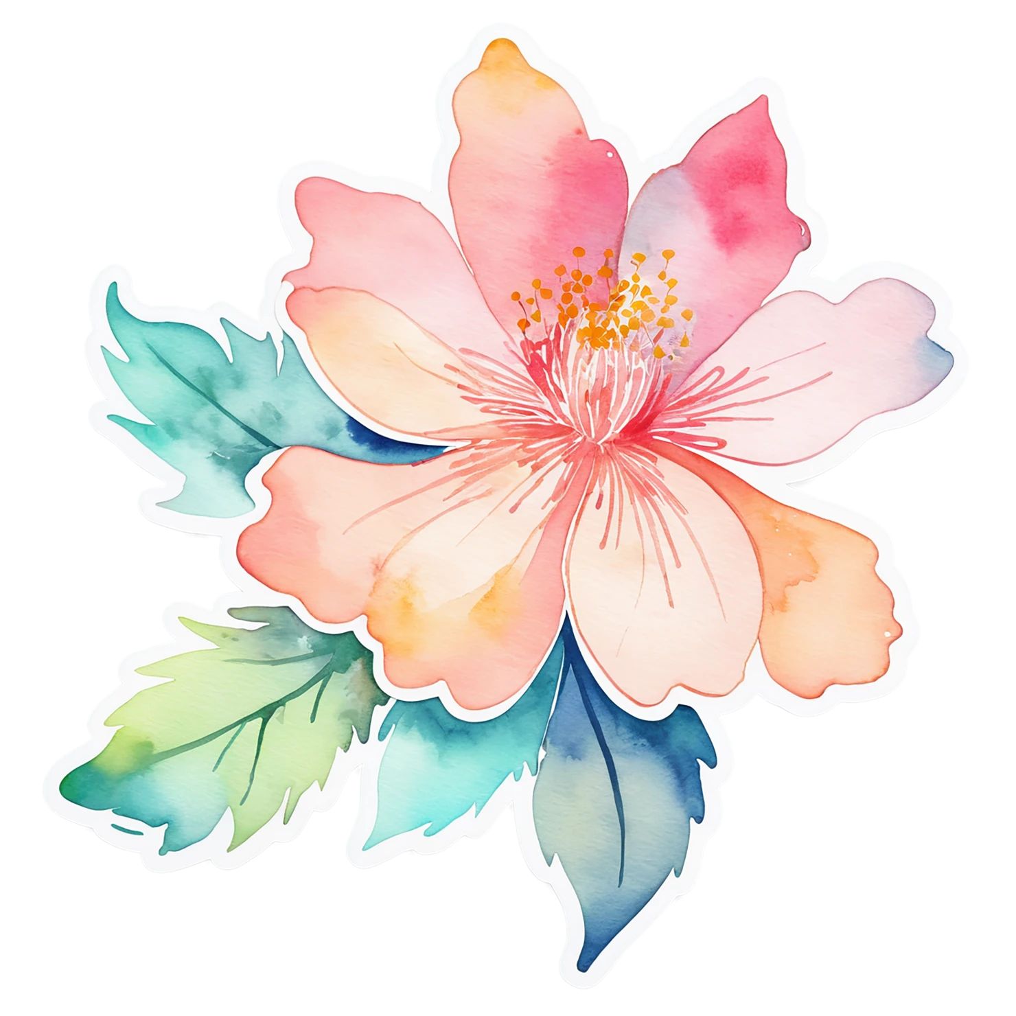 Floral watercolor sticker isolated on transparent background #16108