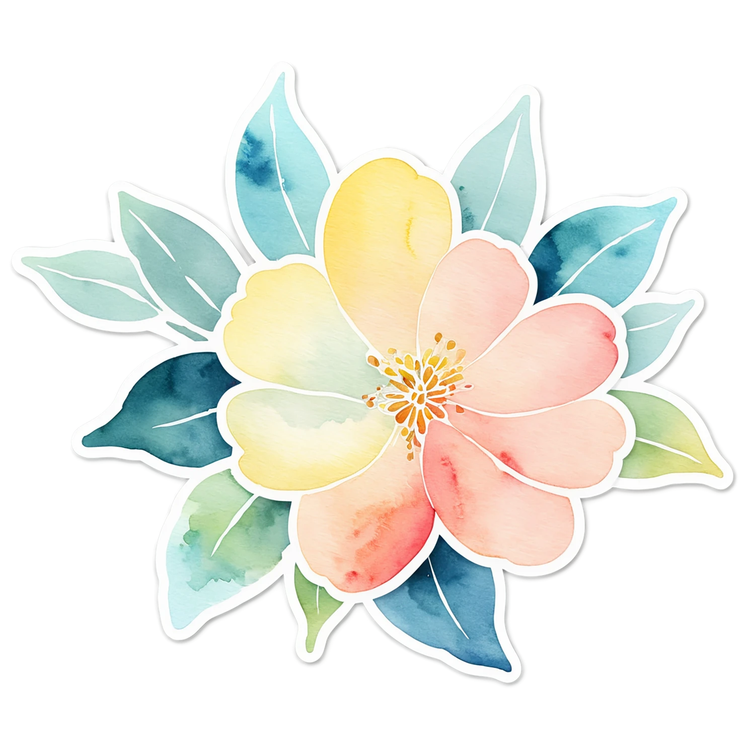 Floral watercolor sticker isolated on transparent background #16109