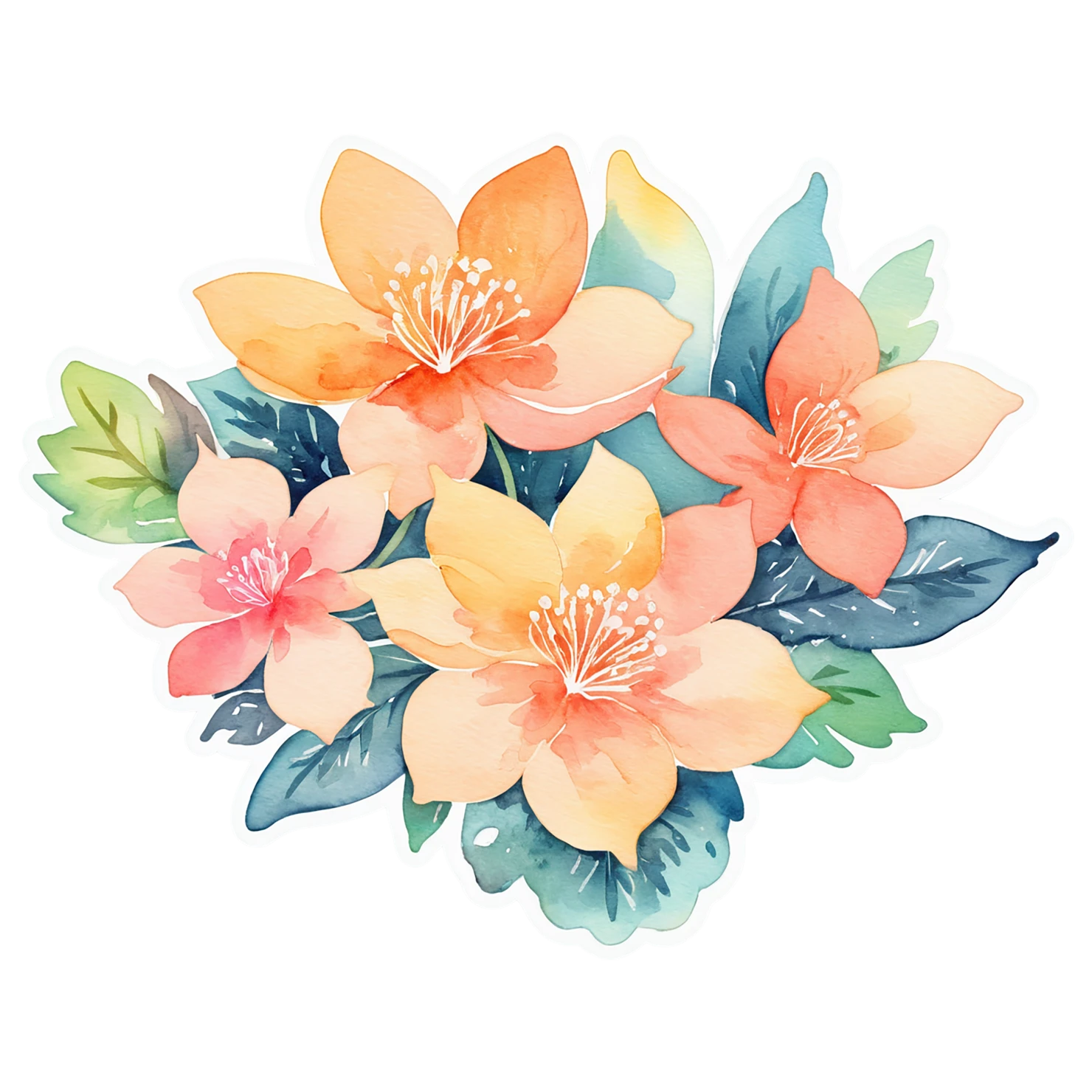 Floral watercolor sticker isolated on transparent background #16110