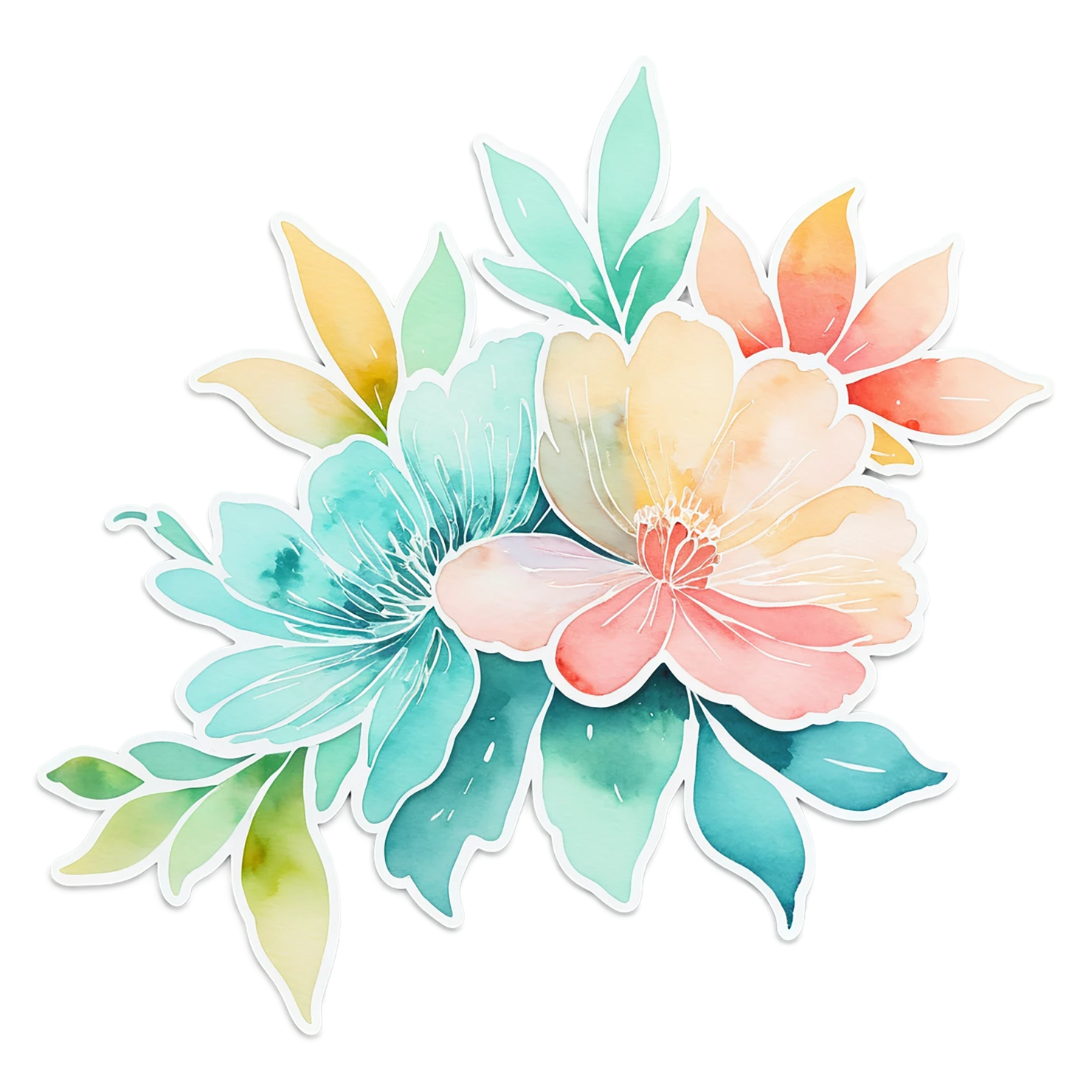 Floral watercolor sticker isolated on transparent background #16111