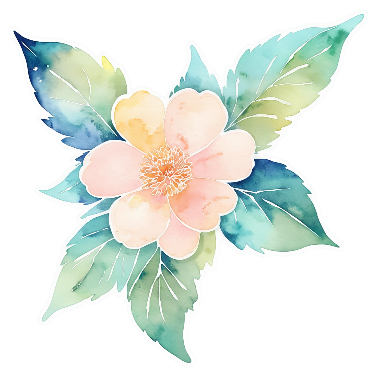 Floral watercolor sticker isolated on transparent background #16112